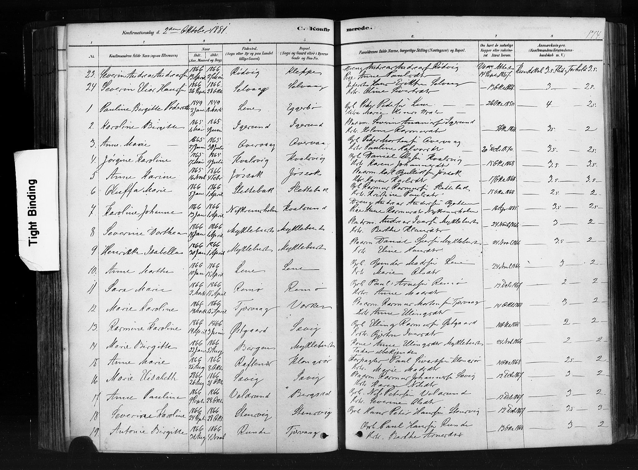 Ministerialprotokoller, klokkerbøker og fødselsregistre - Møre og Romsdal, SAT/A-1454/507/L0073: Parish register (official) no. 507A08, 1878-1904, p. 174