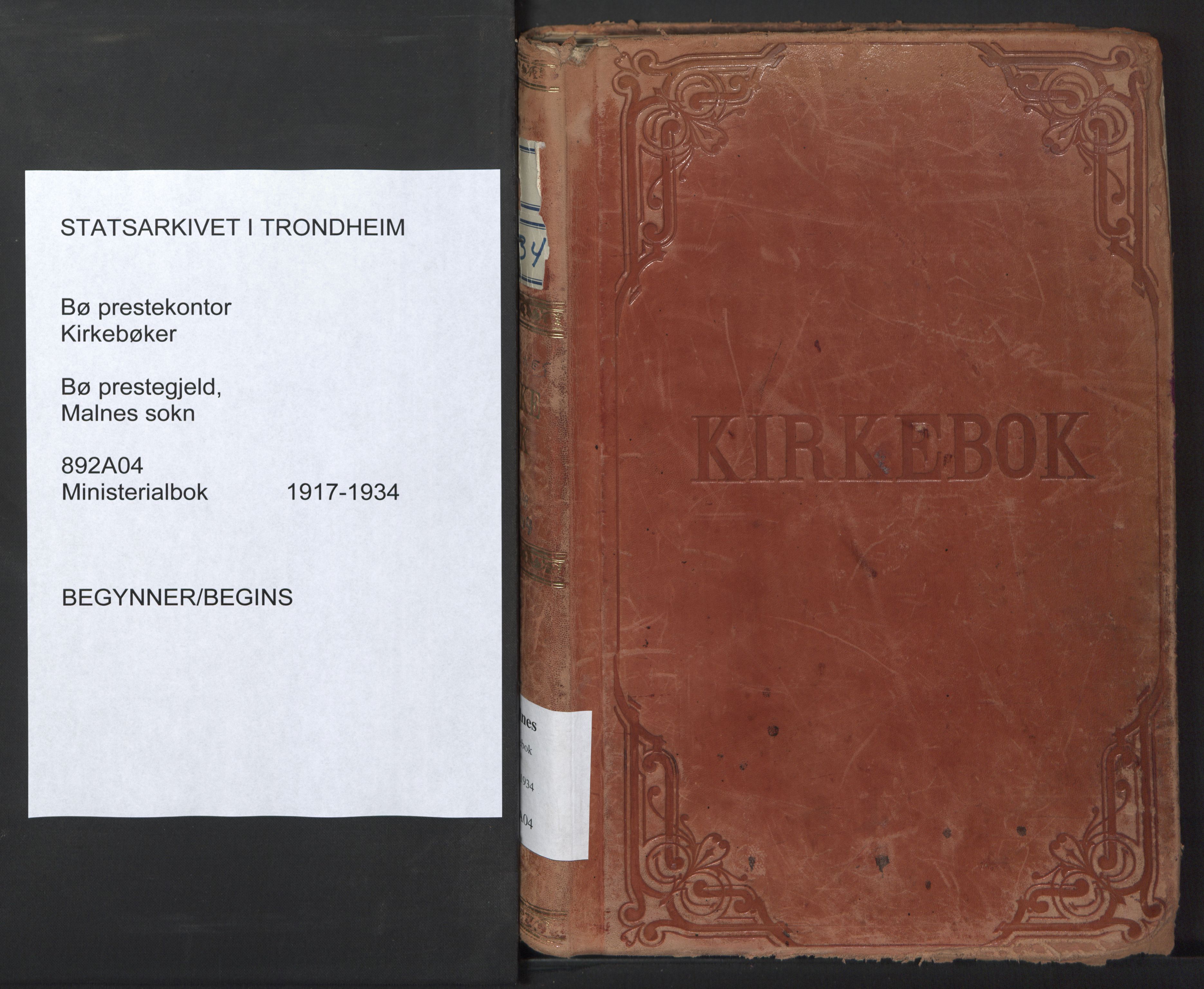 Ministerialprotokoller, klokkerbøker og fødselsregistre - Nordland, SAT/A-1459/892/L1323: Parish register (official) no. 892A04, 1917-1934