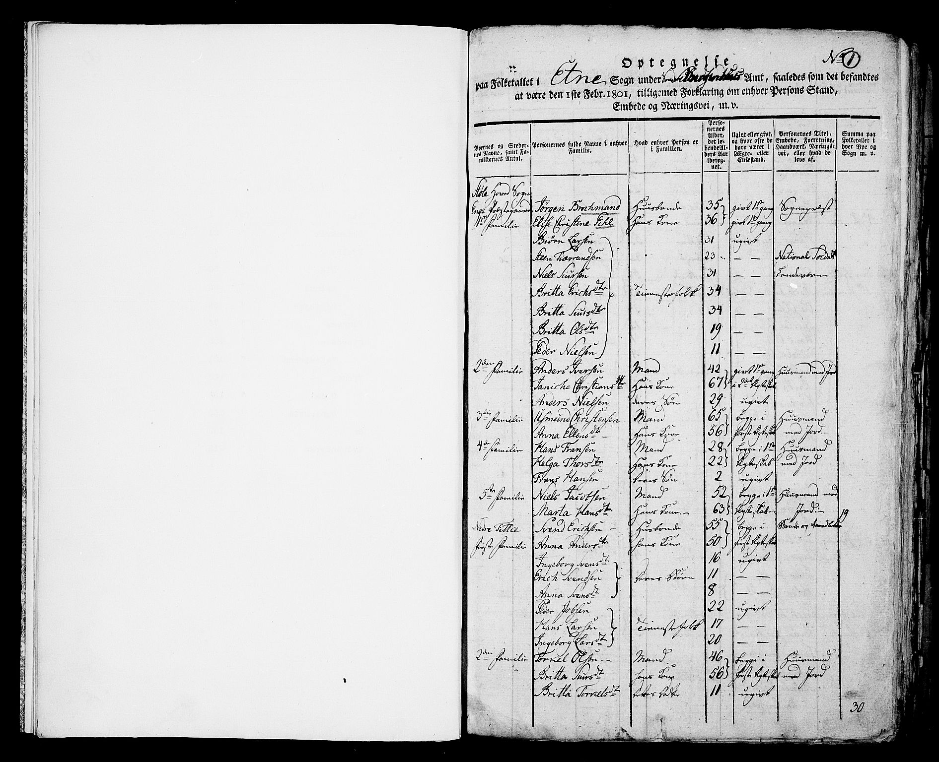 RA, 1801 census for 1211P Etne, 1801, p. 1a