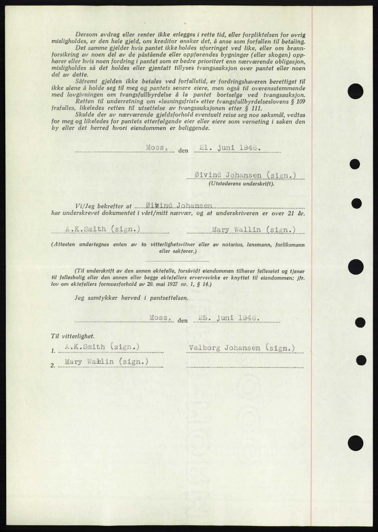 Moss sorenskriveri, SAO/A-10168: Mortgage book no. B15, 1946-1946, Diary no: : 1444/1946