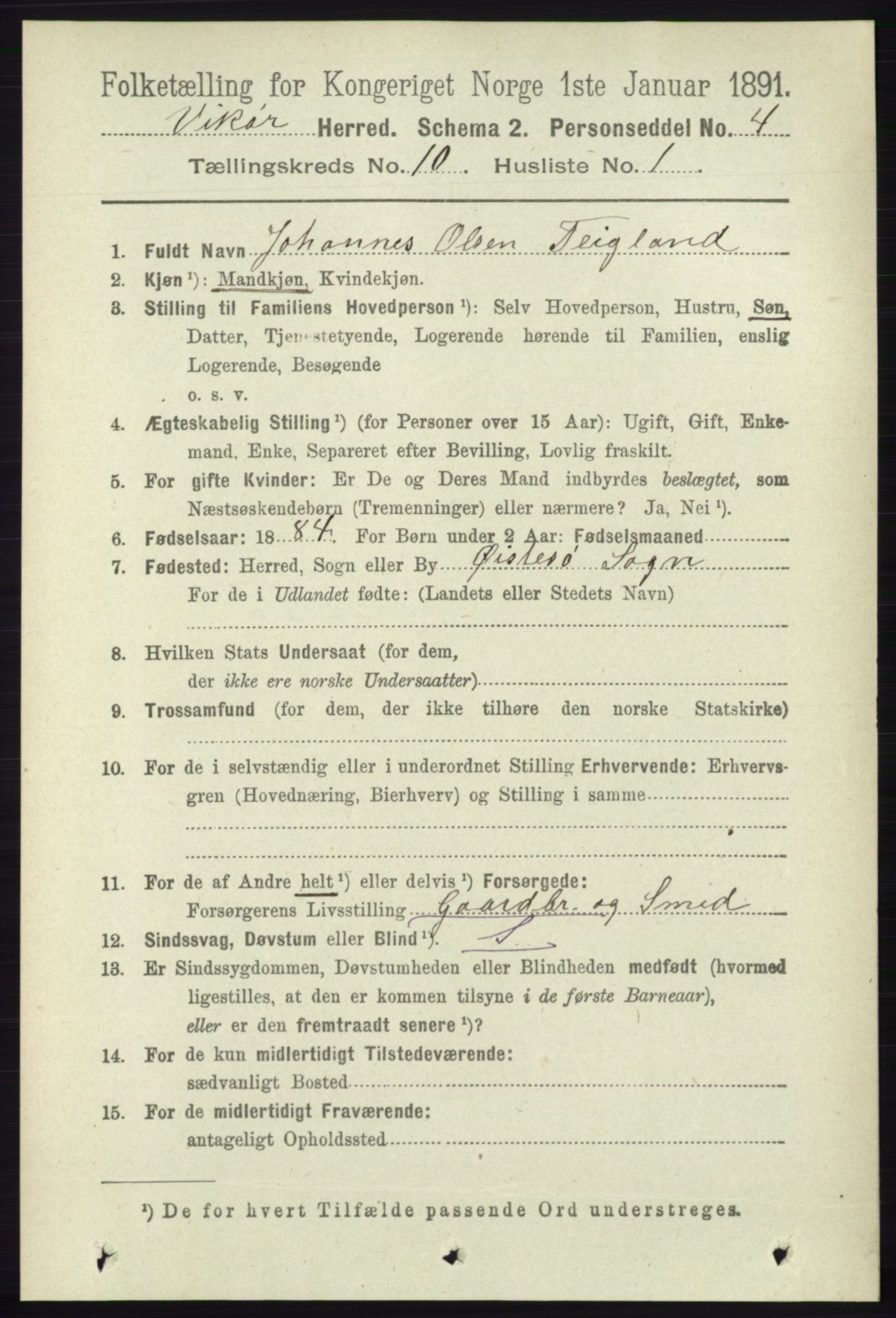 RA, 1891 census for 1238 Vikør, 1891, p. 2938