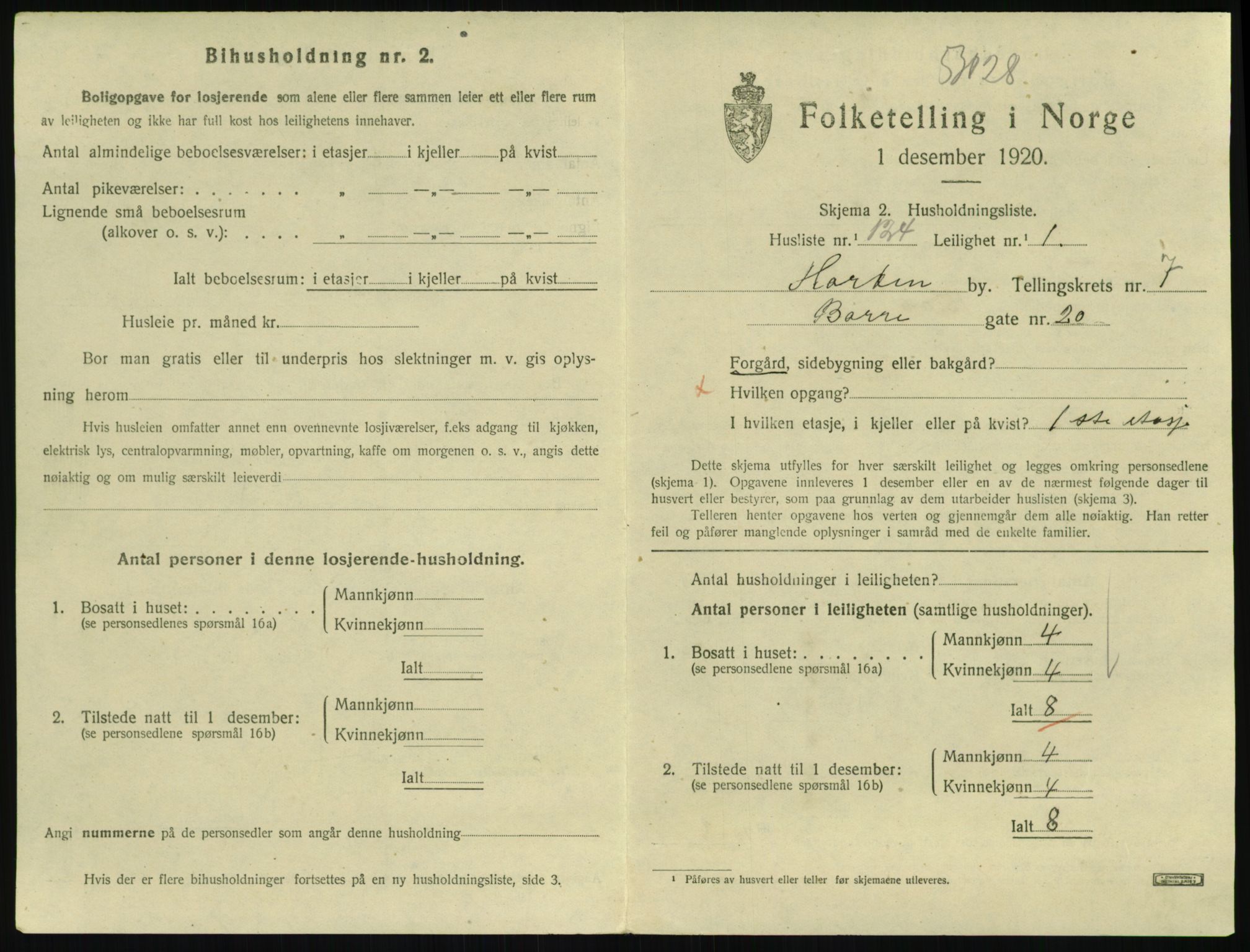 SAKO, 1920 census for Horten, 1920, p. 7651