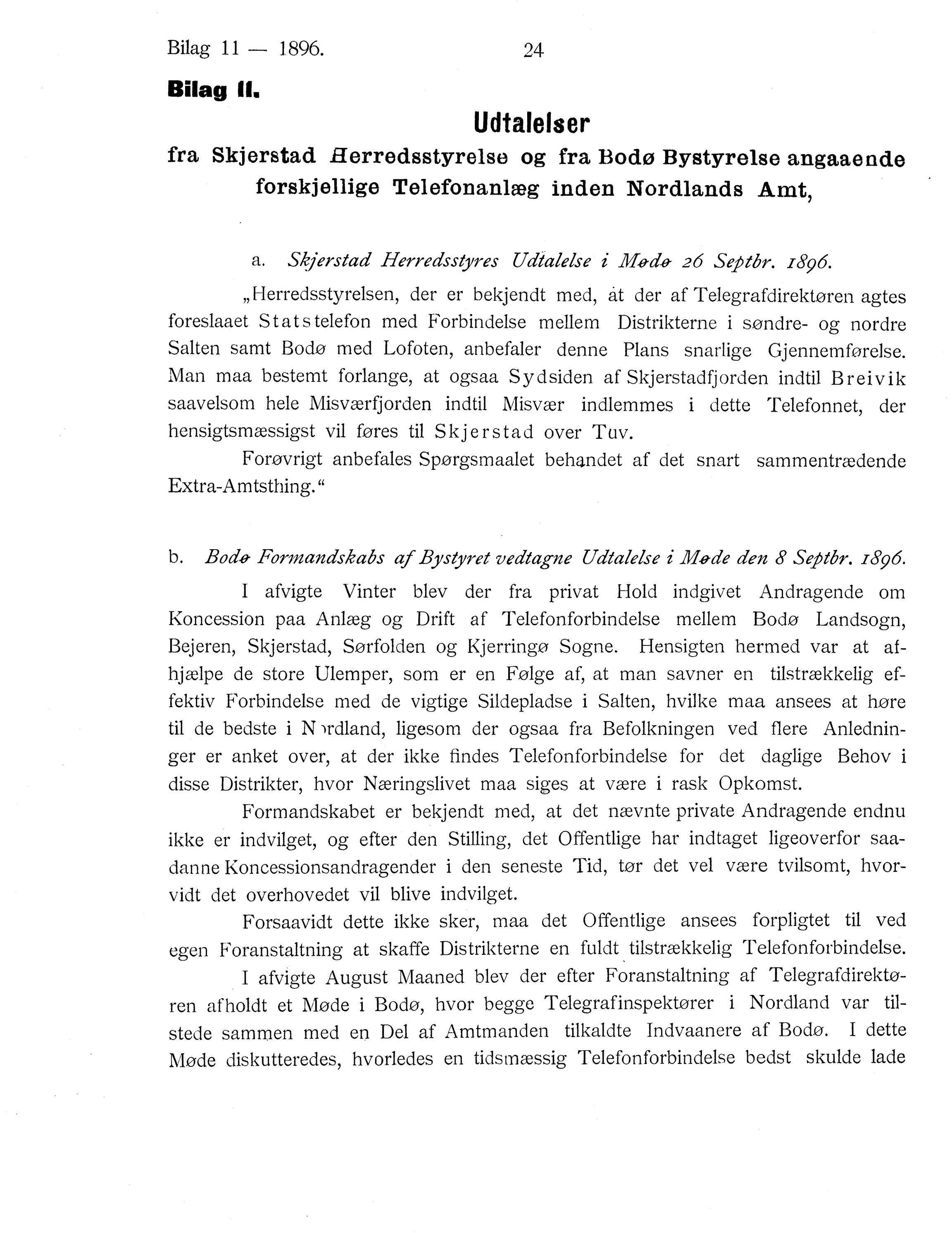 Nordland Fylkeskommune. Fylkestinget, AIN/NFK-17/176/A/Ac/L0019: Fylkestingsforhandlinger 1896, 1896