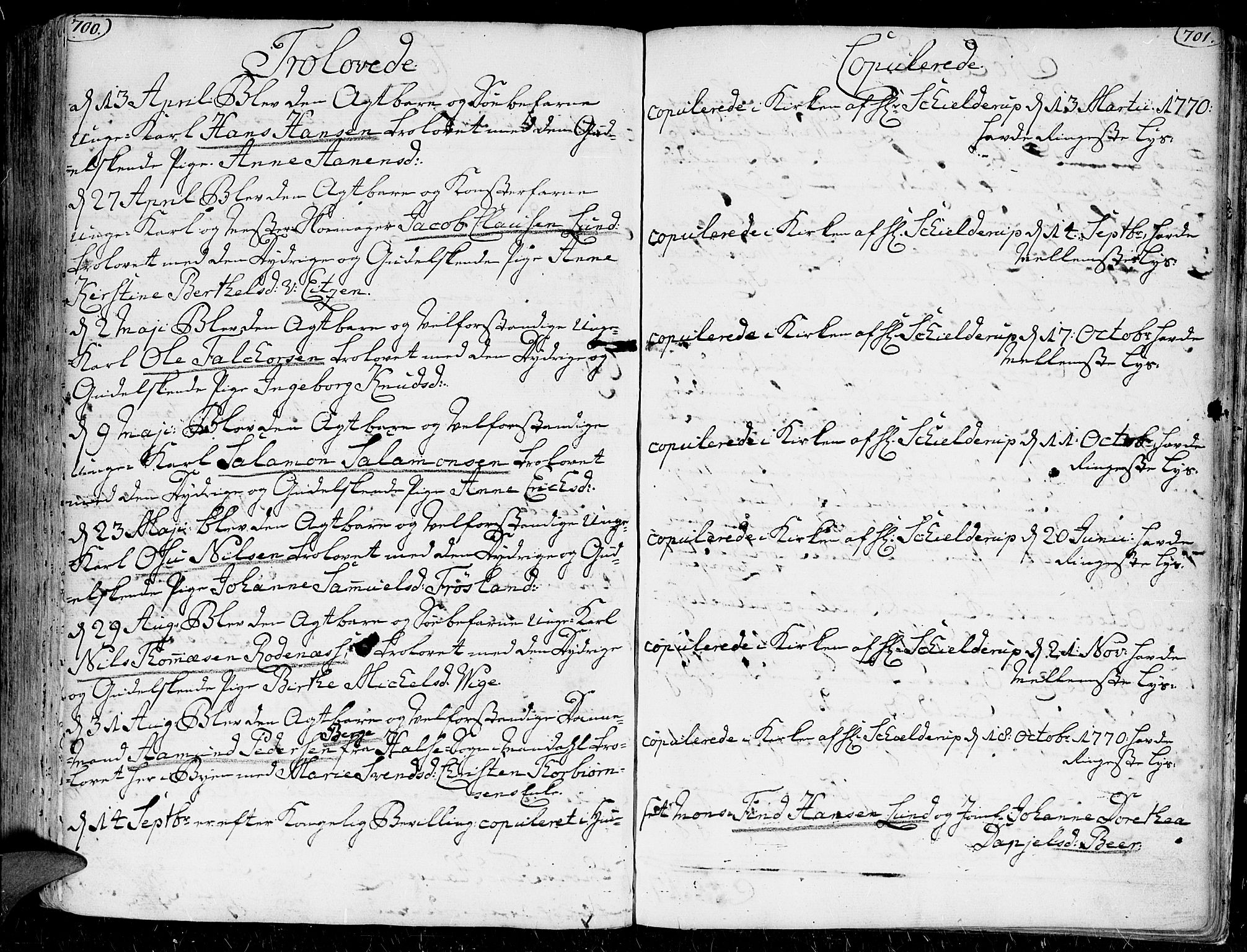 Kristiansand domprosti, AV/SAK-1112-0006/F/Fa/L0001: Parish register (official) no. A 1, 1734-1793, p. 700-701