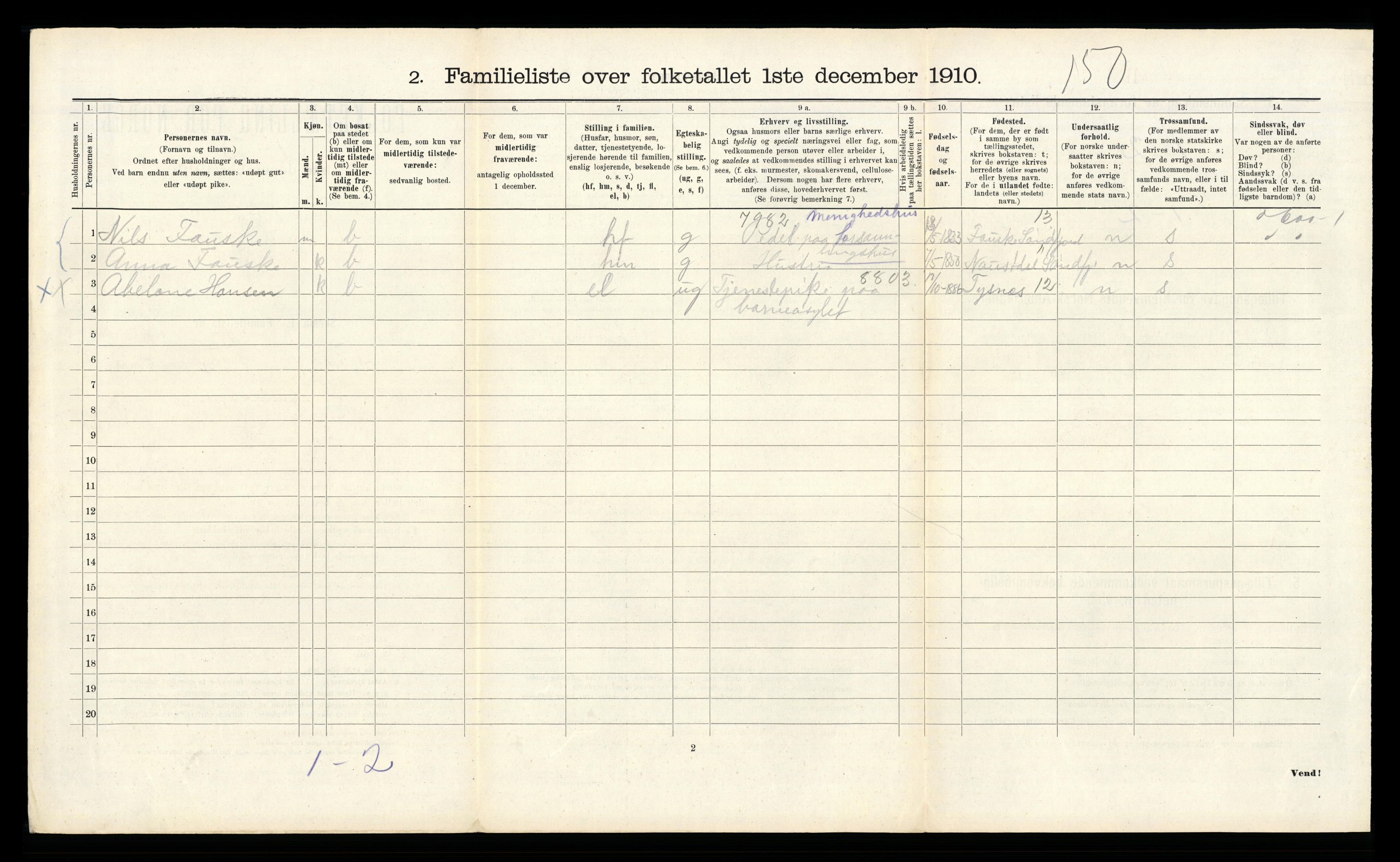 RA, 1910 census for Bergen, 1910, p. 11998