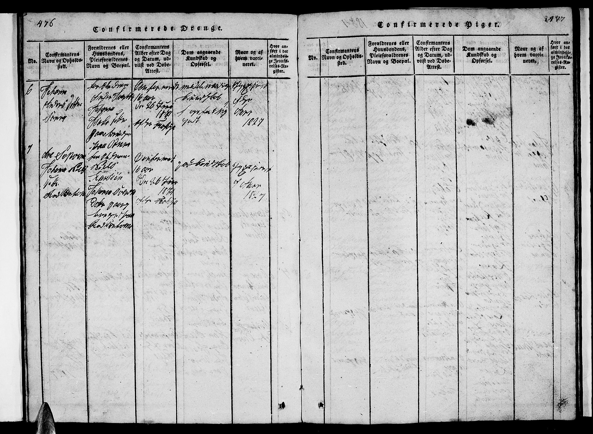 Ministerialprotokoller, klokkerbøker og fødselsregistre - Nordland, SAT/A-1459/840/L0581: Parish register (copy) no. 840C01, 1820-1873, p. 476-477