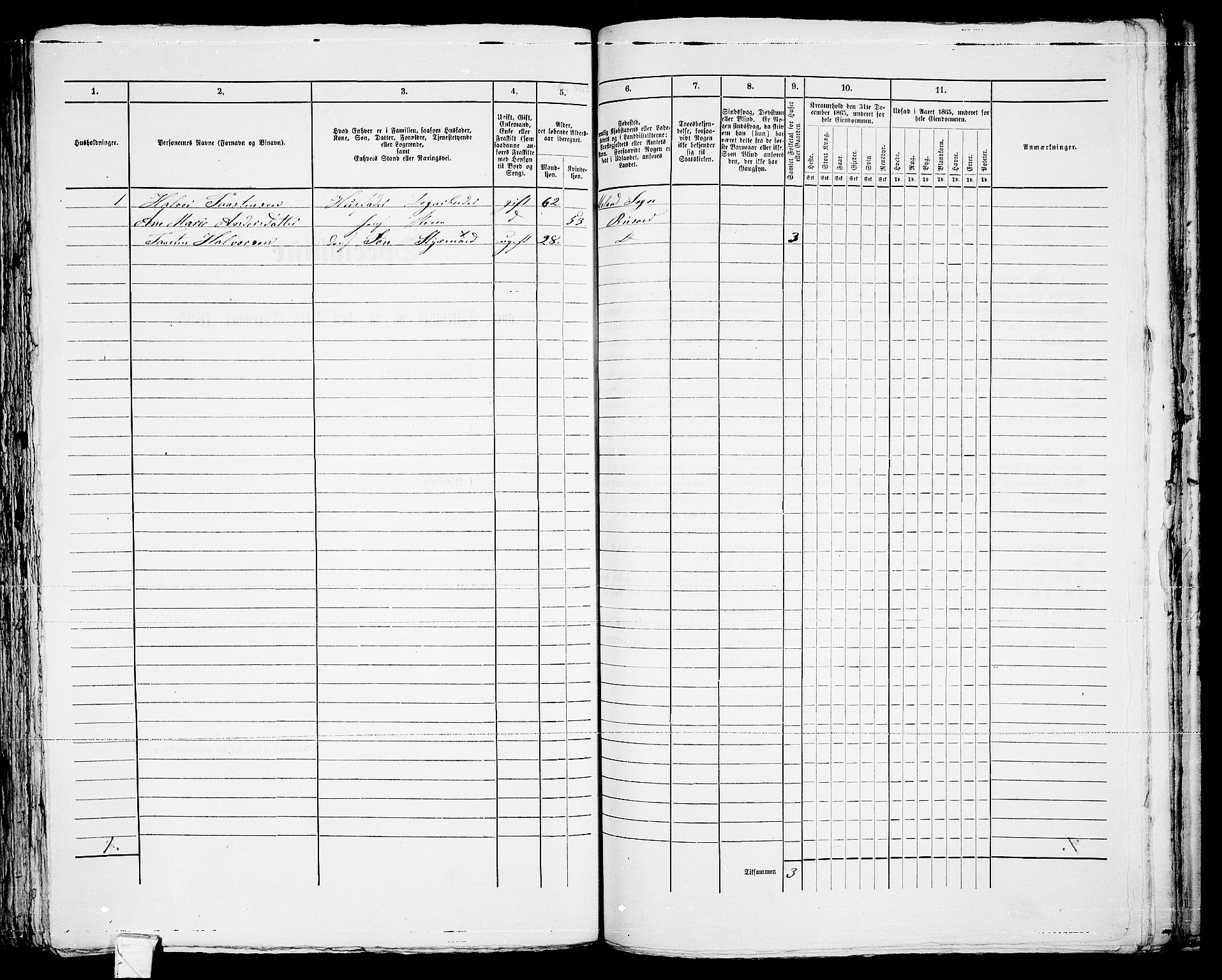 RA, 1865 census for Risør/Risør, 1865, p. 281