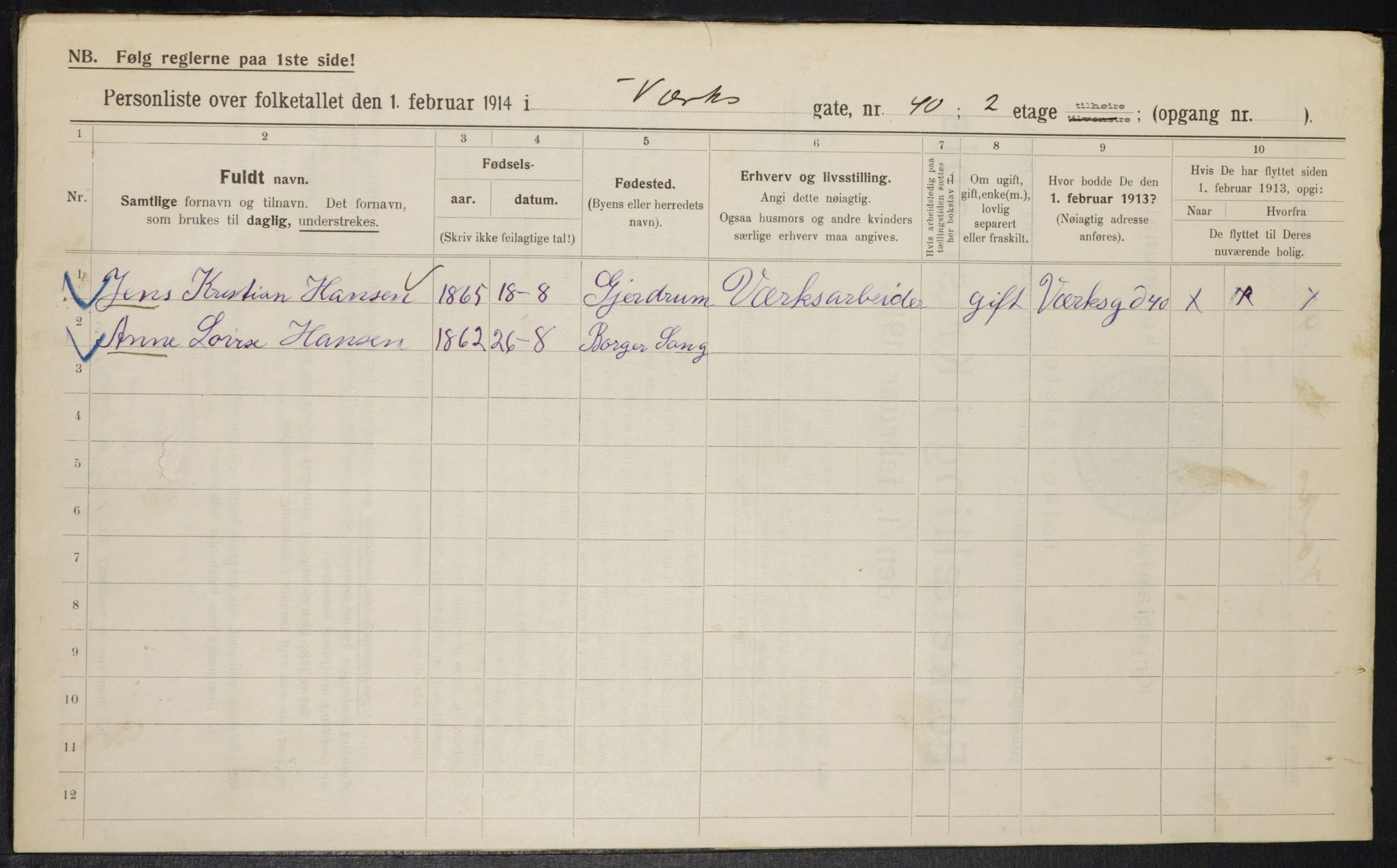 OBA, Municipal Census 1914 for Kristiania, 1914, p. 123337