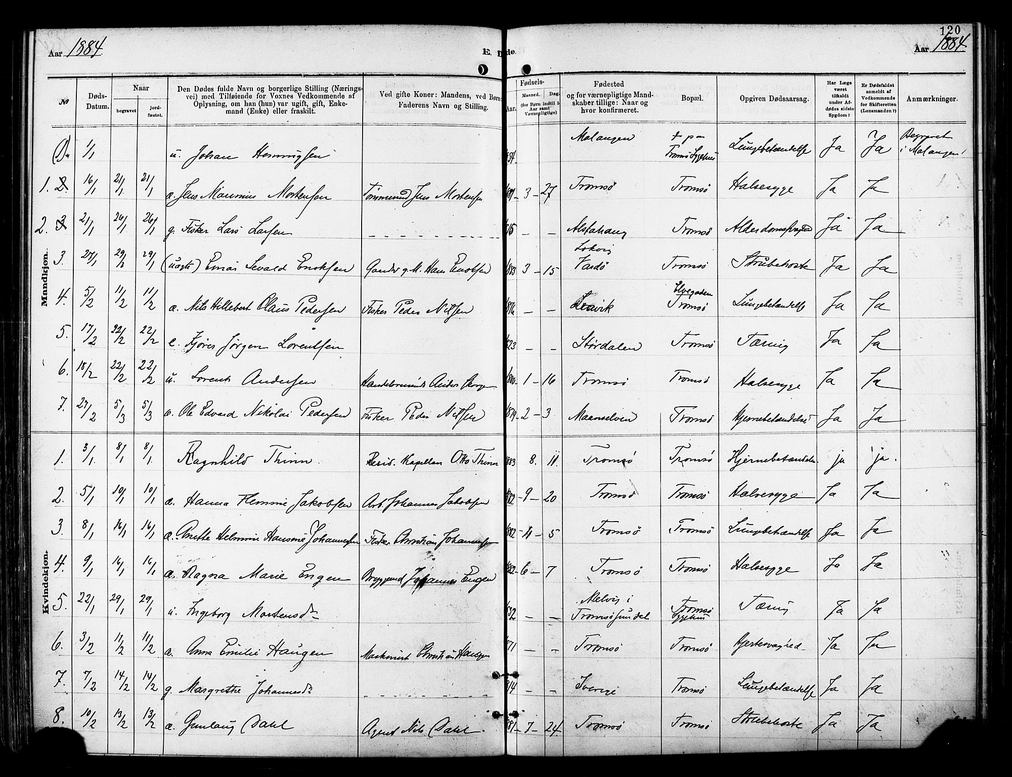 Tromsø sokneprestkontor/stiftsprosti/domprosti, SATØ/S-1343/G/Ga/L0014kirke: Parish register (official) no. 14, 1878-1888, p. 120