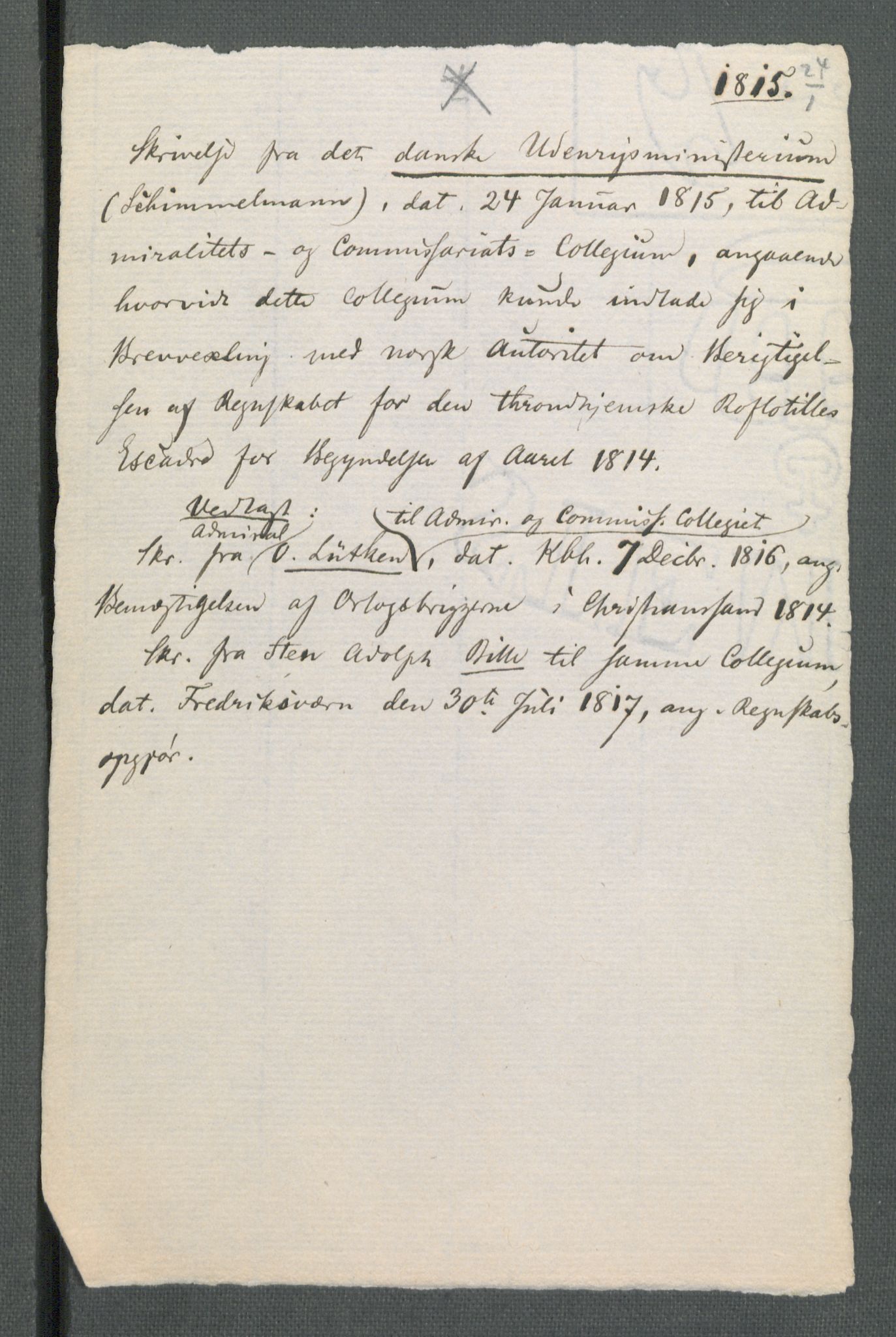 Forskjellige samlinger, Historisk-kronologisk samling, AV/RA-EA-4029/G/Ga/L0009B: Historisk-kronologisk samling. Dokumenter fra oktober 1814, årene 1815 og 1816, Christian Frederiks regnskapsbok 1814 - 1848., 1814-1848, p. 257