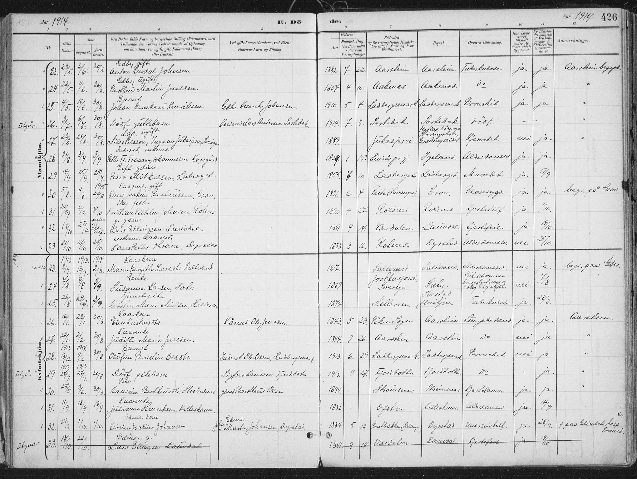 Ibestad sokneprestembete, AV/SATØ-S-0077/H/Ha/Haa/L0017kirke: Parish register (official) no. 17, 1901-1914, p. 426