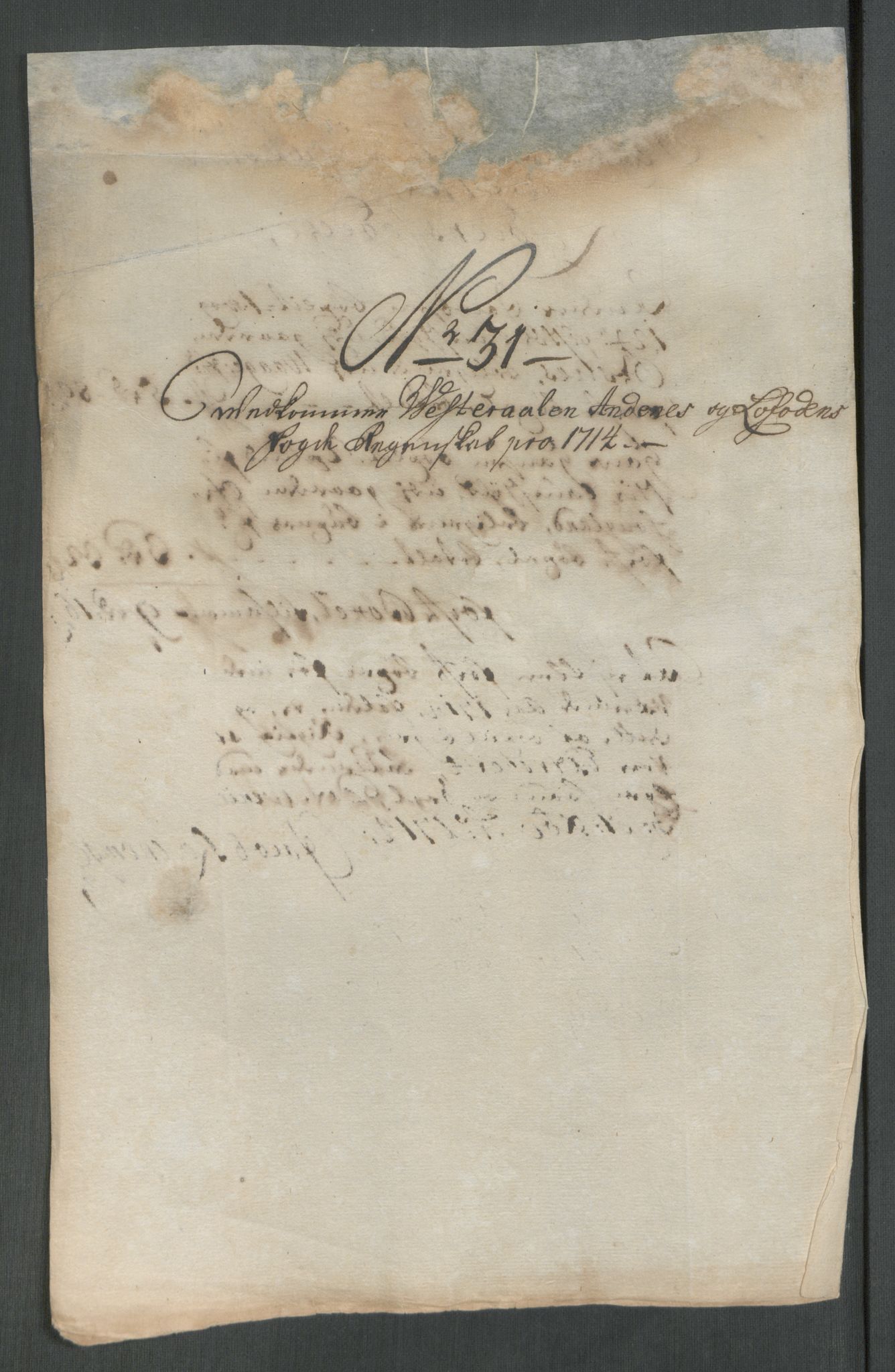 Rentekammeret inntil 1814, Reviderte regnskaper, Fogderegnskap, AV/RA-EA-4092/R67/L4680: Fogderegnskap Vesterålen, Andenes og Lofoten, 1714, p. 209