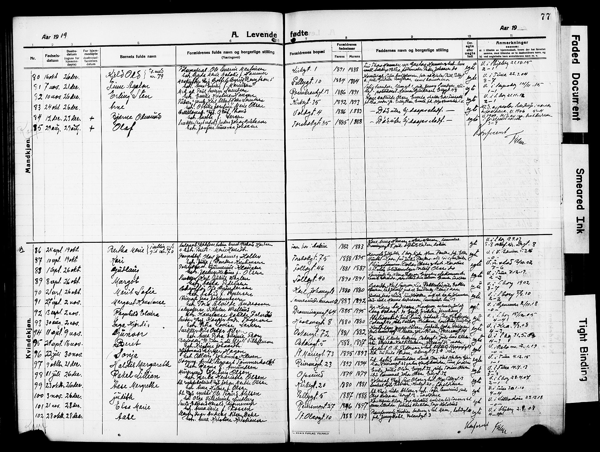 Sarpsborg prestekontor Kirkebøker, SAO/A-2006/G/Ga/L0002: Parish register (copy) no. 2, 1912-1931, p. 77