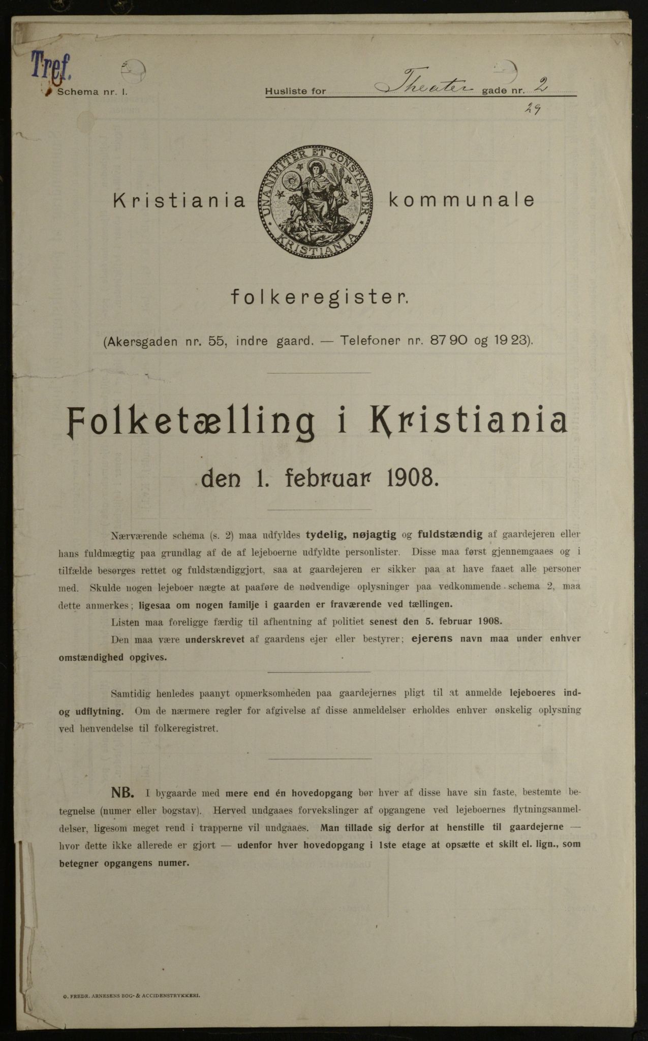 OBA, Municipal Census 1908 for Kristiania, 1908, p. 96192