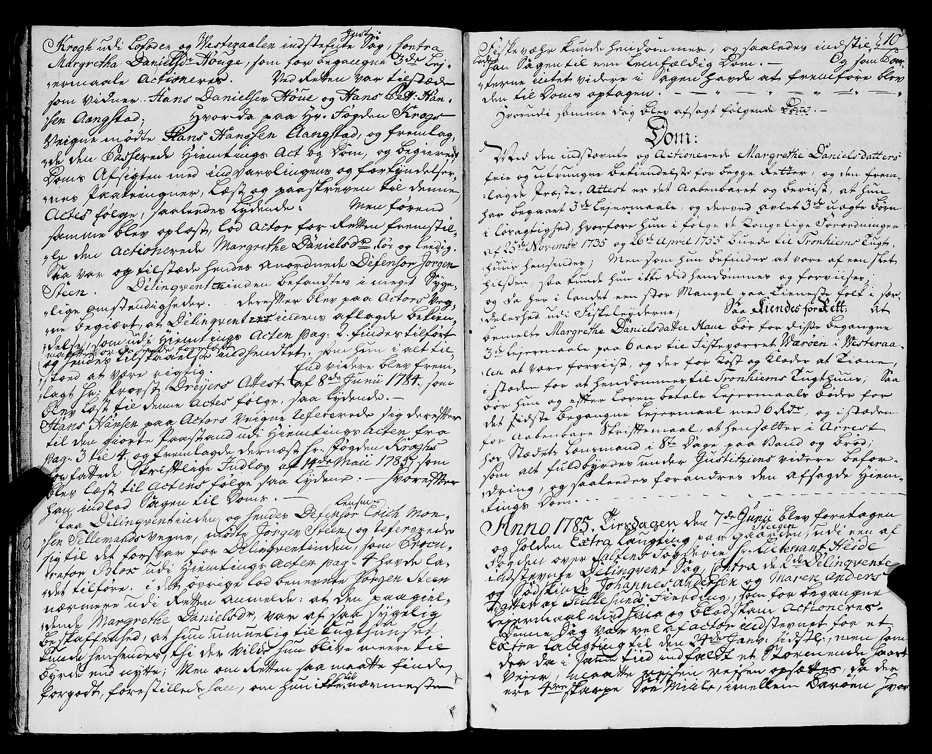 Nordland og Finnmarks lagstol, AV/SAT-A-5608/X/L0016: Lagtingsprotokoll, 1784-1797, p. 10