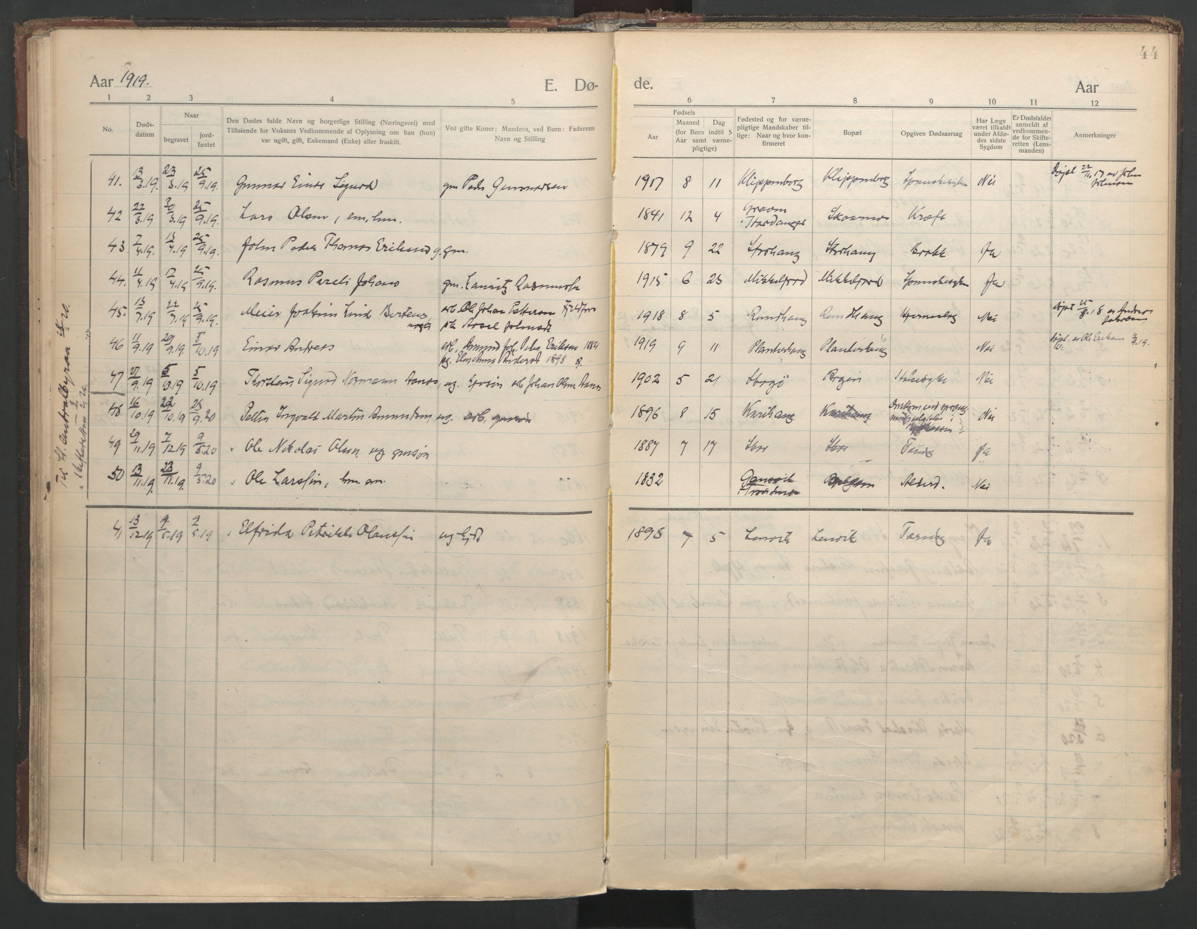 Ministerialprotokoller, klokkerbøker og fødselsregistre - Nordland, AV/SAT-A-1459/863/L0903: Parish register (official) no. 863A15, 1907-1937, p. 44