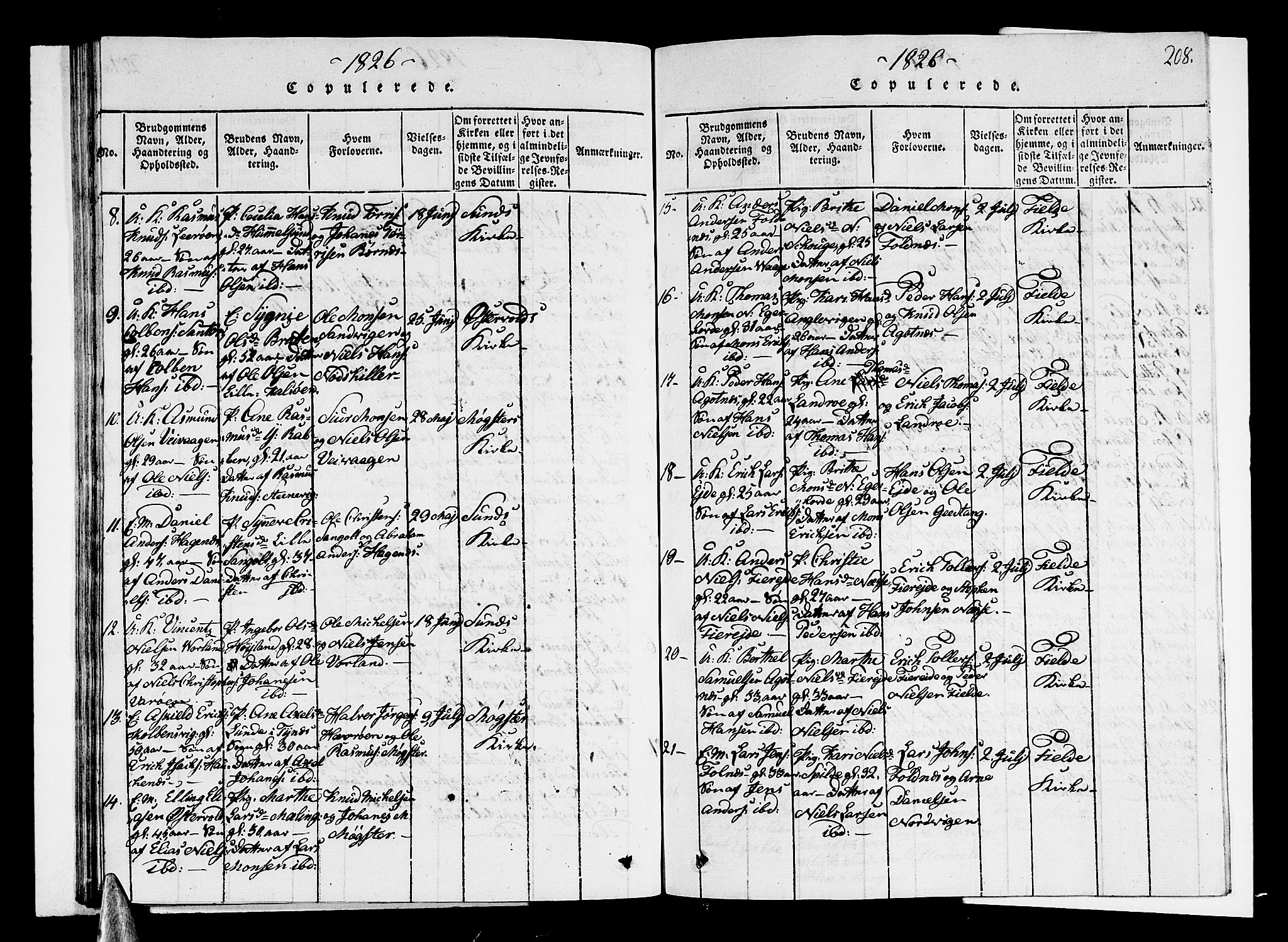 Sund sokneprestembete, AV/SAB-A-99930: Parish register (copy) no. A 1, 1816-1827, p. 208
