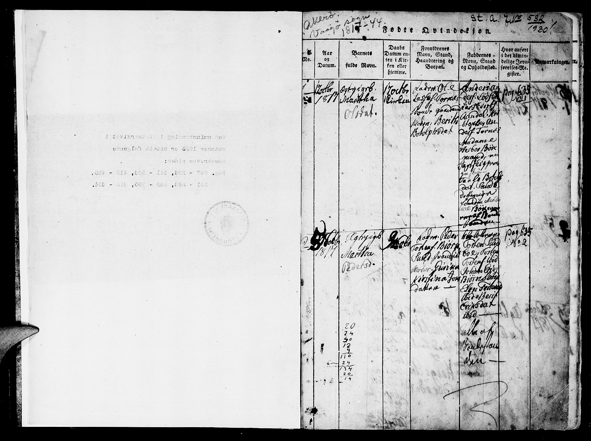 Ministerialprotokoller, klokkerbøker og fødselsregistre - Møre og Romsdal, AV/SAT-A-1454/565/L0747: Parish register (official) no. 565A01, 1817-1844, p. 0-1