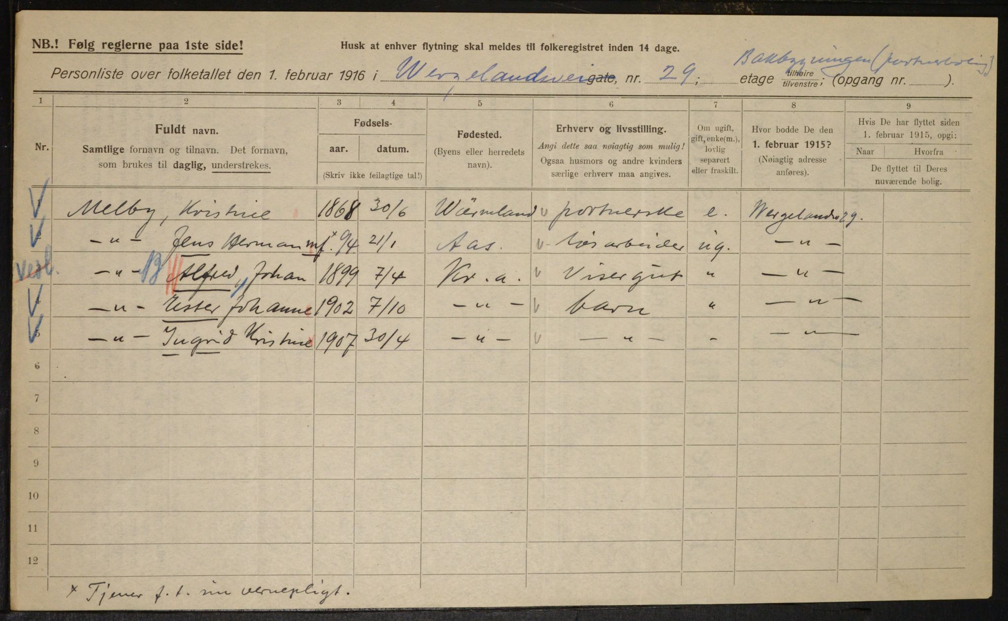 OBA, Municipal Census 1916 for Kristiania, 1916, p. 131569