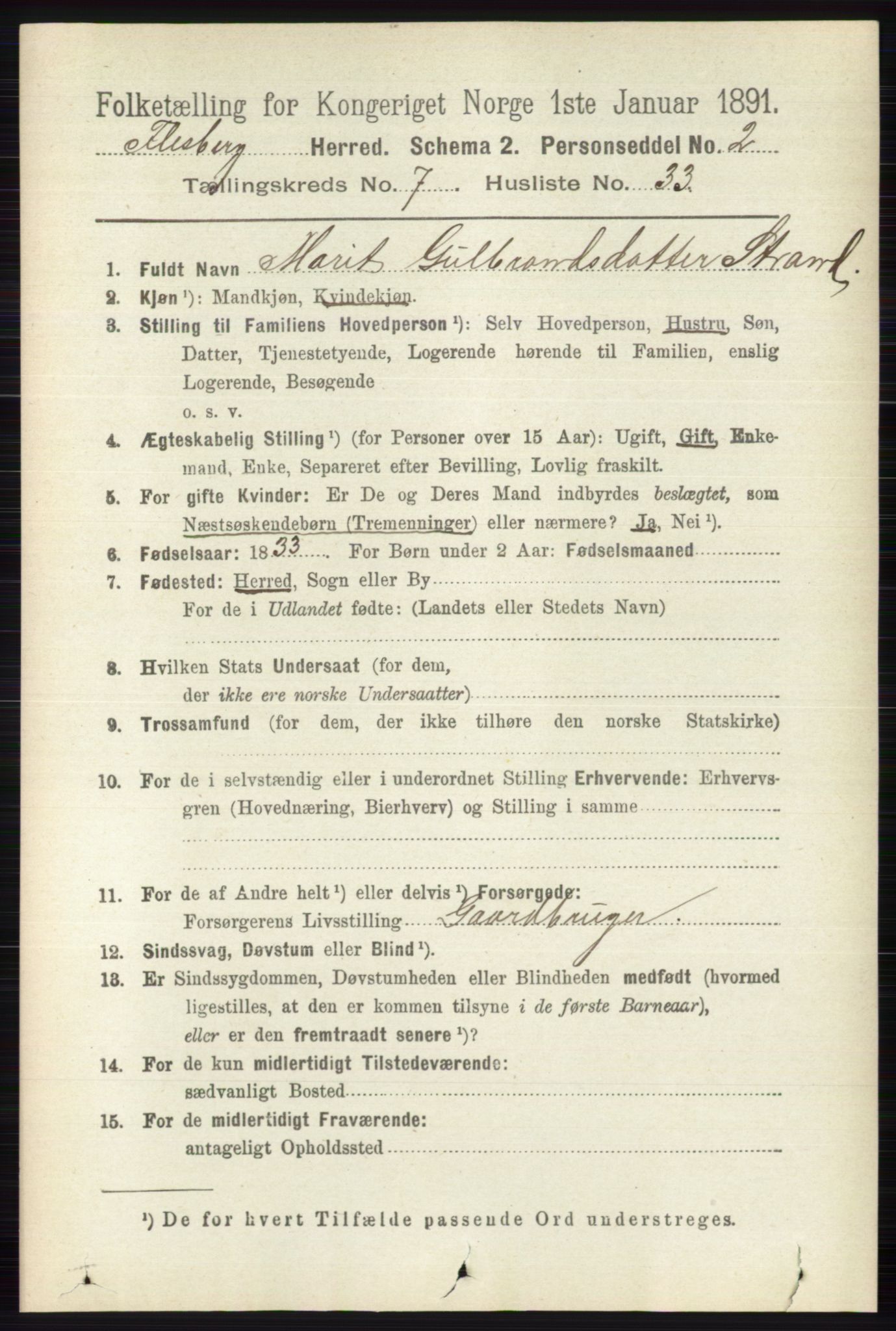 RA, 1891 census for 0631 Flesberg, 1891, p. 1310