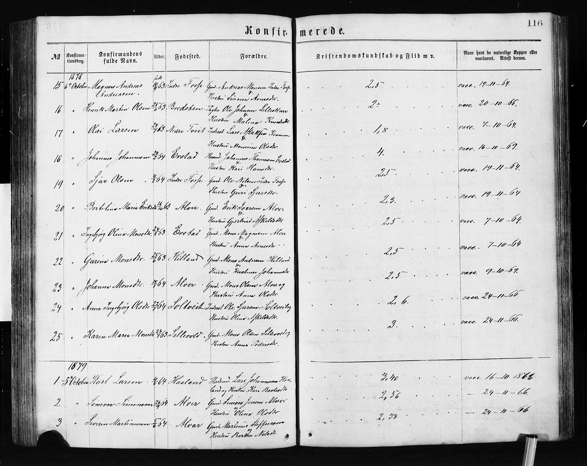 Alversund Sokneprestembete, SAB/A-73901/H/Ha/Hab: Parish register (copy) no. A 2, 1864-1905, p. 116