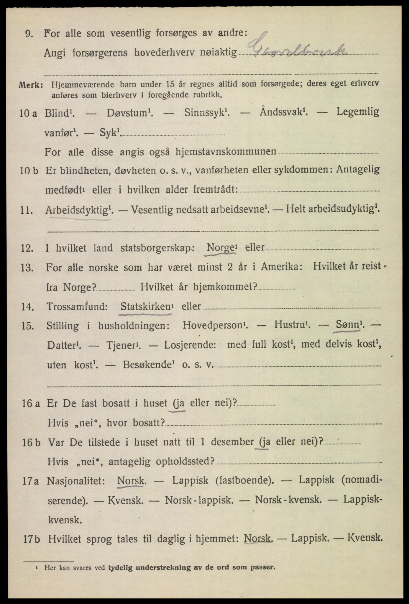 SAT, 1920 census for Skjerstad, 1920, p. 2118