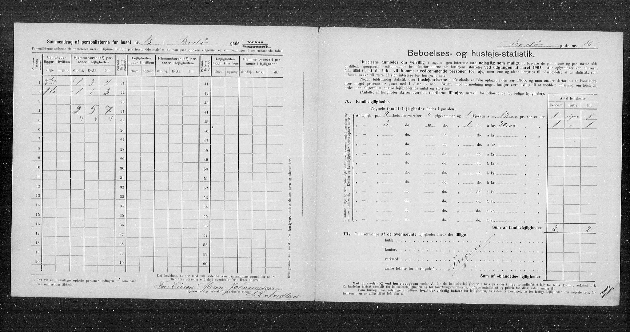 OBA, Municipal Census 1905 for Kristiania, 1905, p. 3355