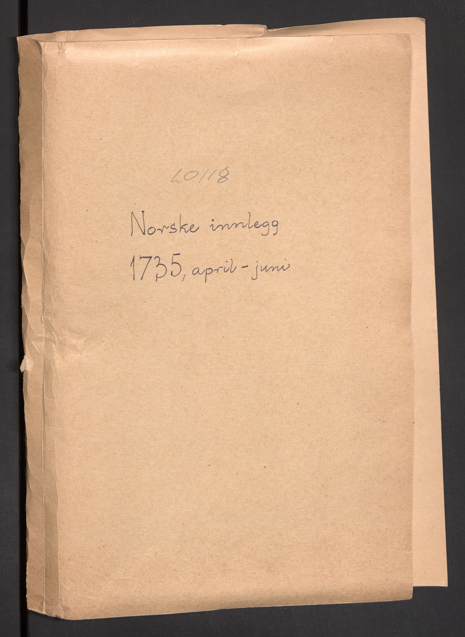 Danske Kanselli 1572-1799, AV/RA-EA-3023/F/Fc/Fcc/Fcca/L0118: Norske innlegg 1572-1799, 1735, p. 1