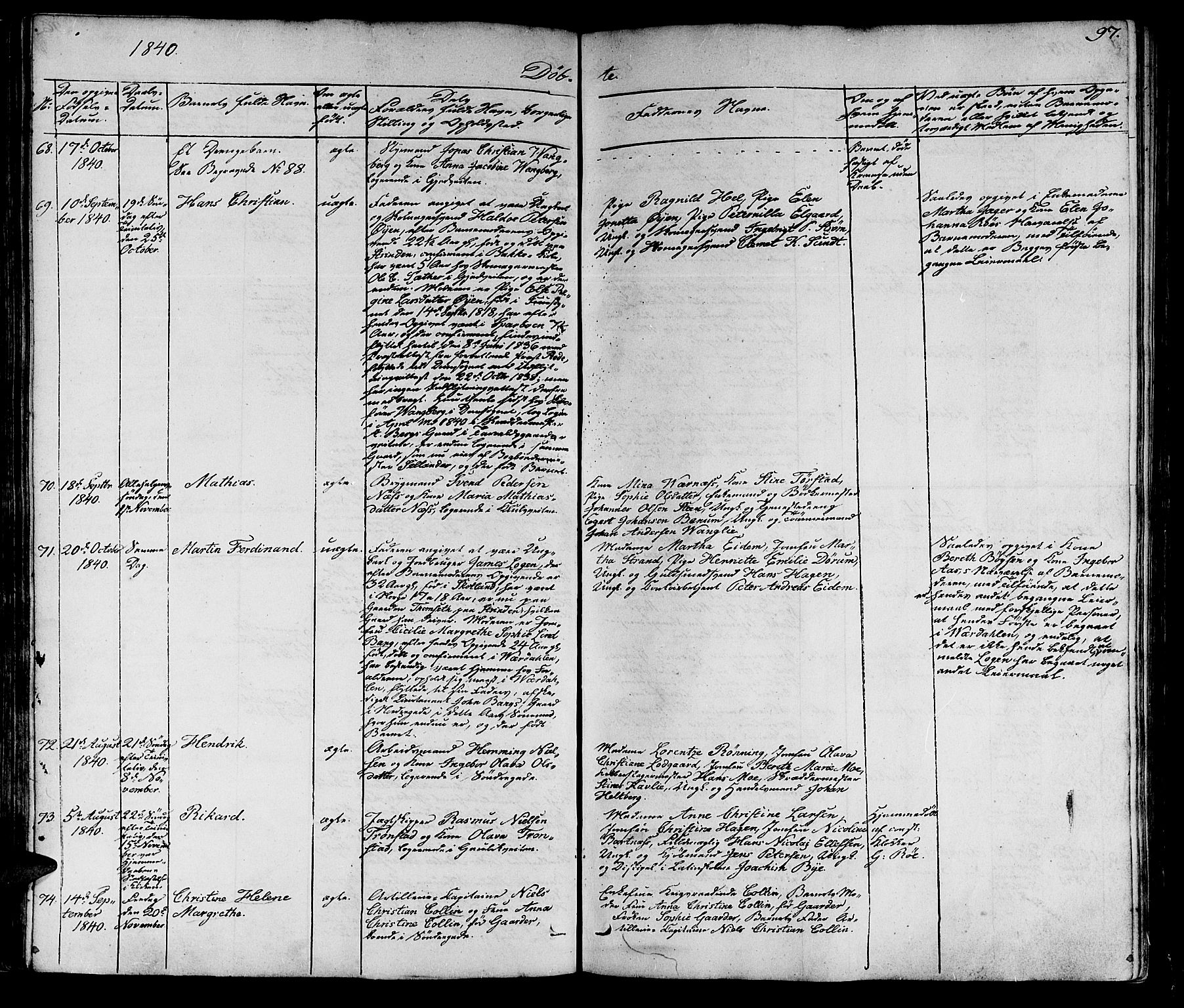 Ministerialprotokoller, klokkerbøker og fødselsregistre - Sør-Trøndelag, SAT/A-1456/602/L0136: Parish register (copy) no. 602C04, 1833-1845, p. 97