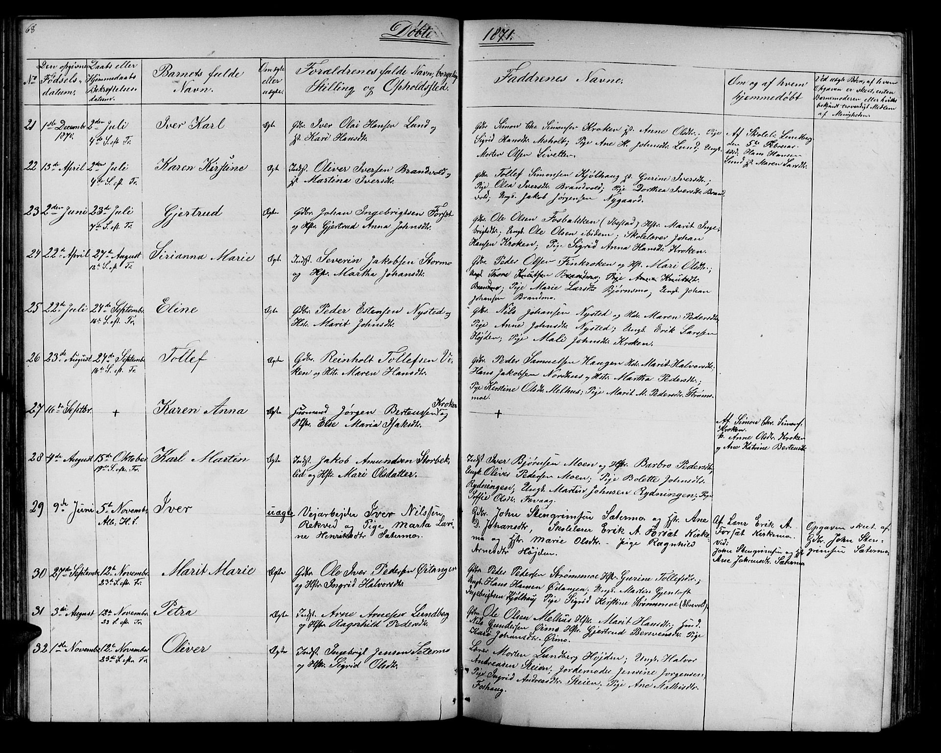 Målselv sokneprestembete, AV/SATØ-S-1311/G/Ga/Gab/L0006klokker: Parish register (copy) no. 6, 1850-1875, p. 68