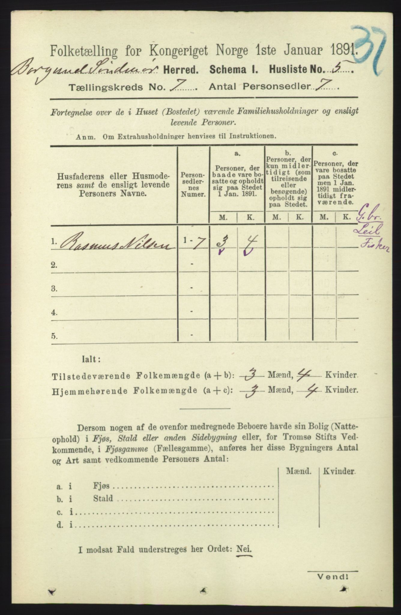 RA, 1891 census for 1531 Borgund, 1891, p. 1814