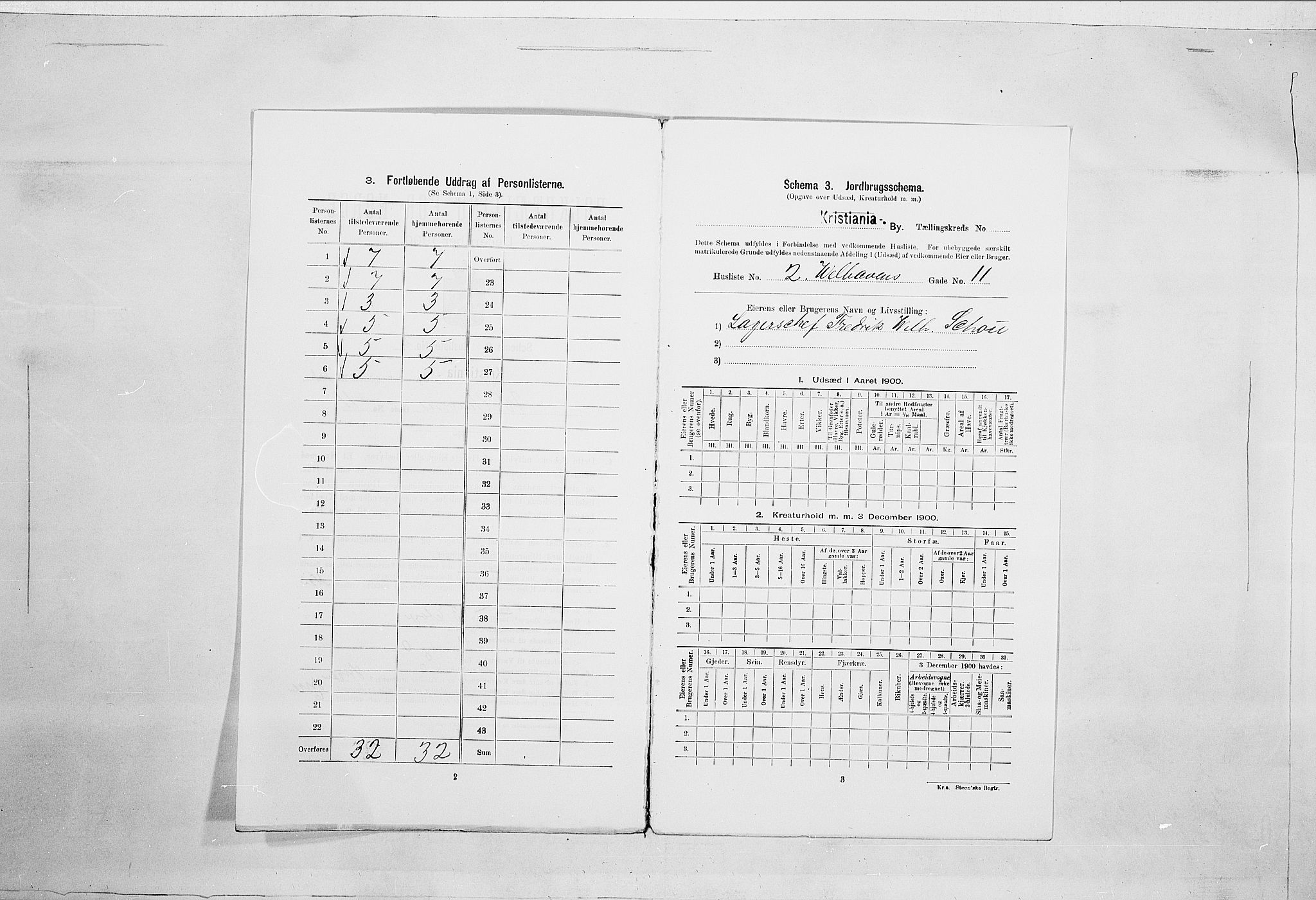 SAO, 1900 census for Kristiania, 1900, p. 111051