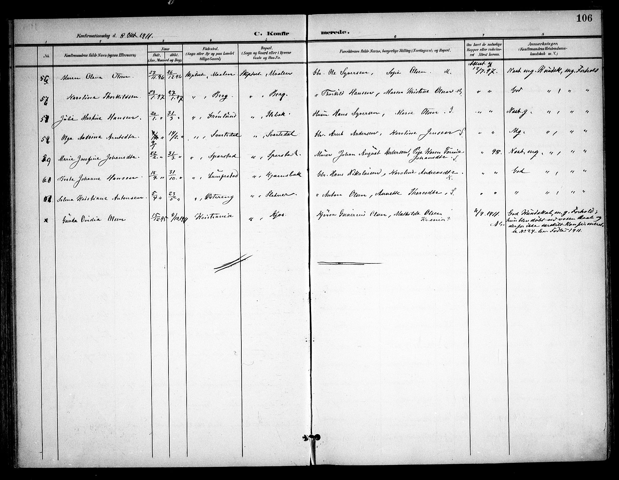 Skiptvet prestekontor Kirkebøker, AV/SAO-A-20009/F/Fa/L0011: Parish register (official) no. 11, 1901-1913, p. 106