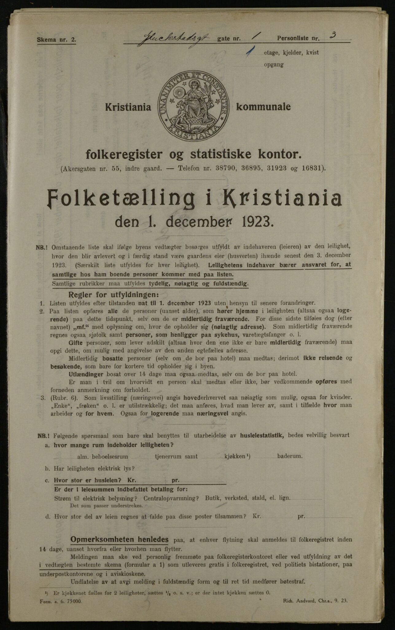 OBA, Municipal Census 1923 for Kristiania, 1923, p. 33253