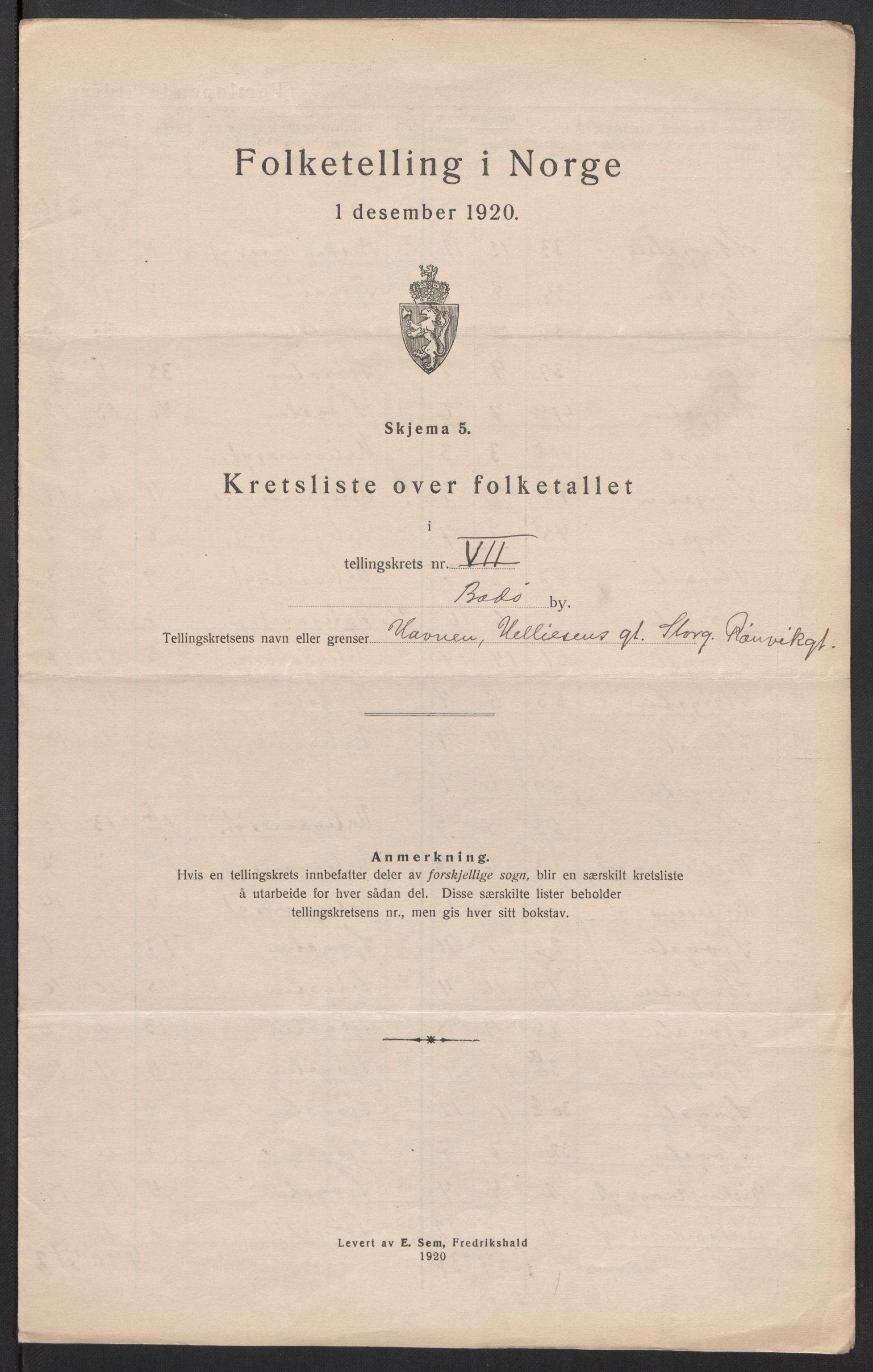 SAT, 1920 census for Bodø, 1920, p. 27