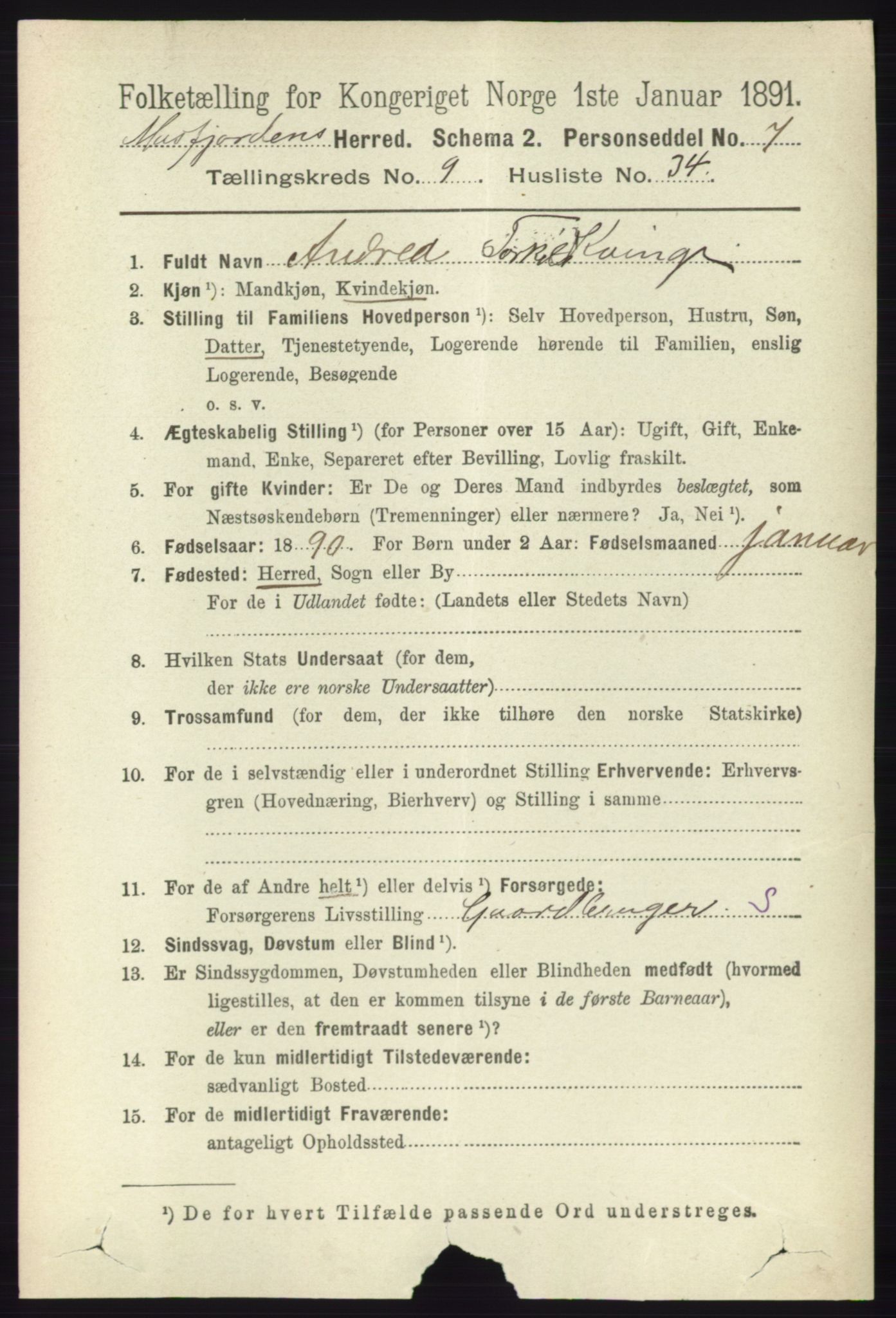 RA, 1891 census for 1266 Masfjorden, 1891, p. 1967