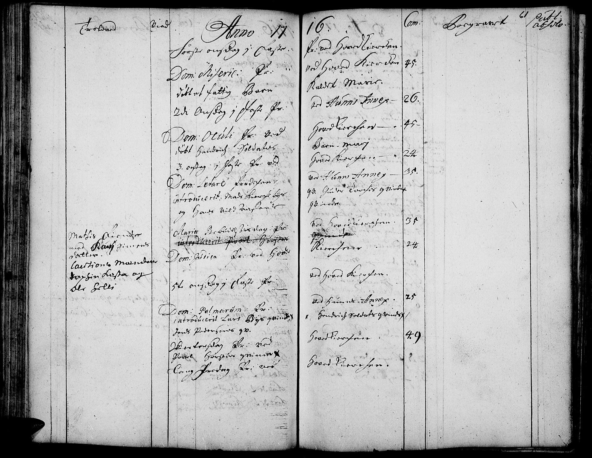 Vardal prestekontor, SAH/PREST-100/H/Ha/Haa/L0001: Parish register (official) no. 1, 1706-1748, p. 61