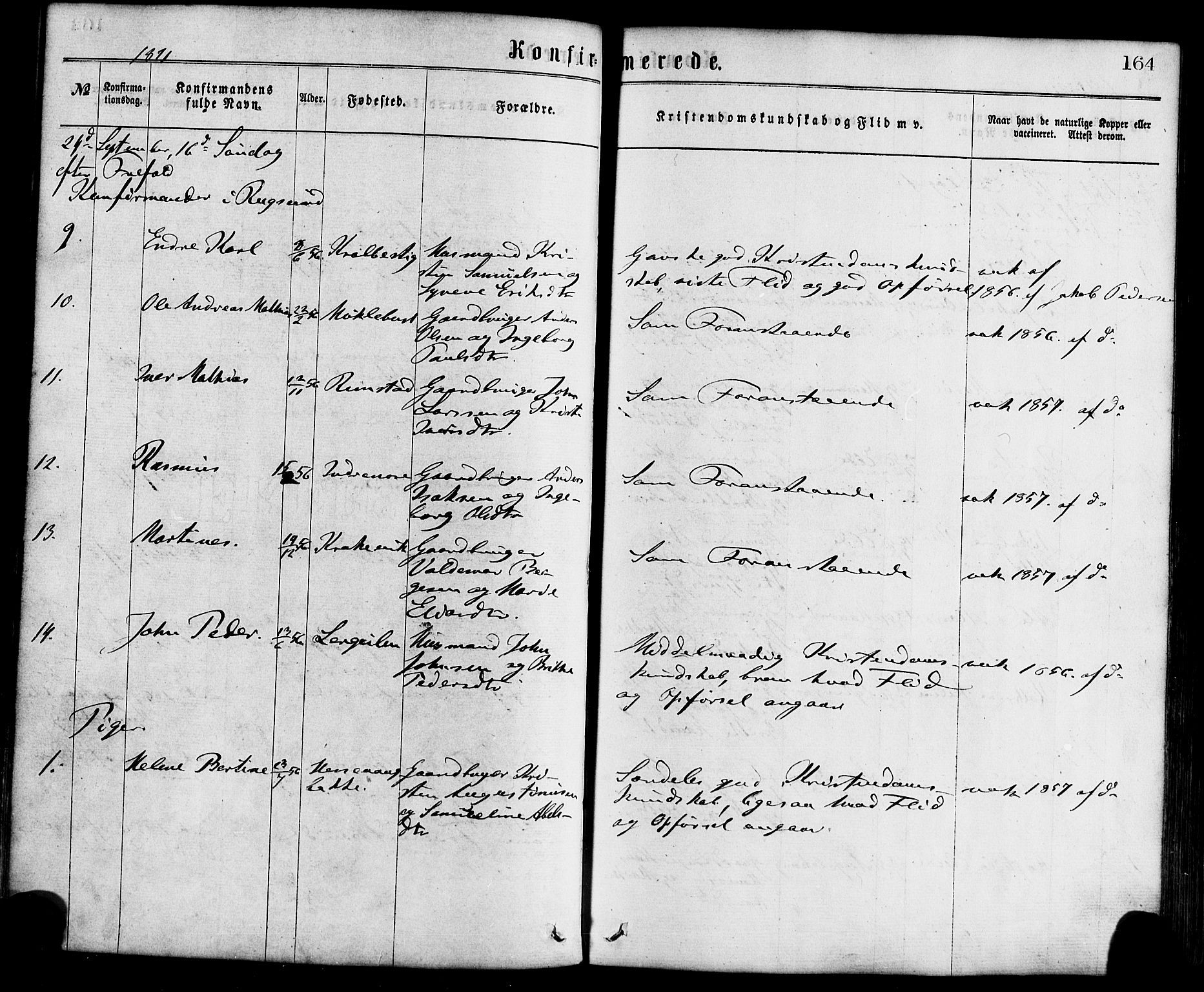 Davik sokneprestembete, AV/SAB-A-79701/H/Haa/Haaa/L0006: Parish register (official) no. A 6, 1867-1881, p. 164