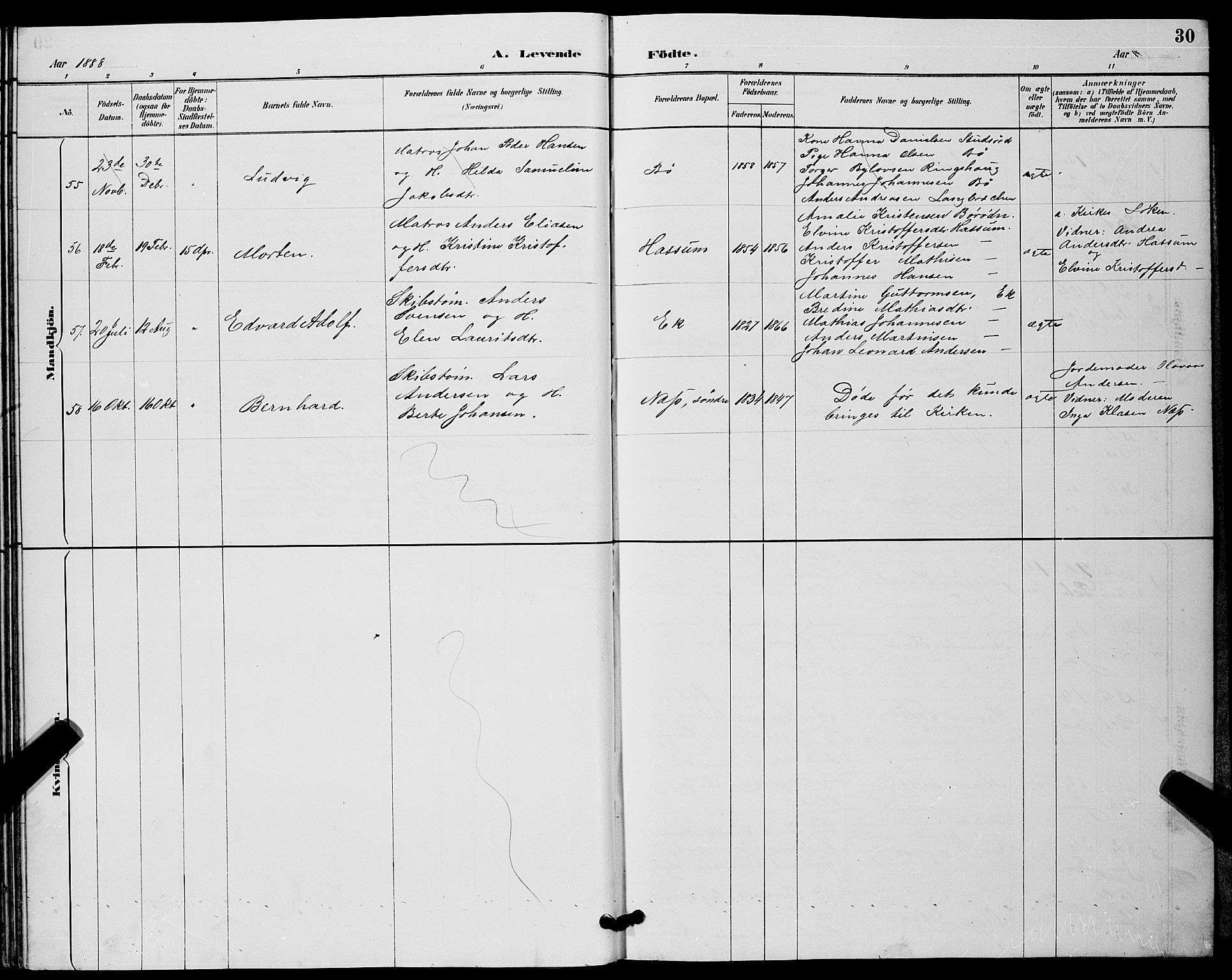 Sem kirkebøker, AV/SAKO-A-5/G/Gb/L0002: Parish register (copy) no. II 2, 1886-1899, p. 30