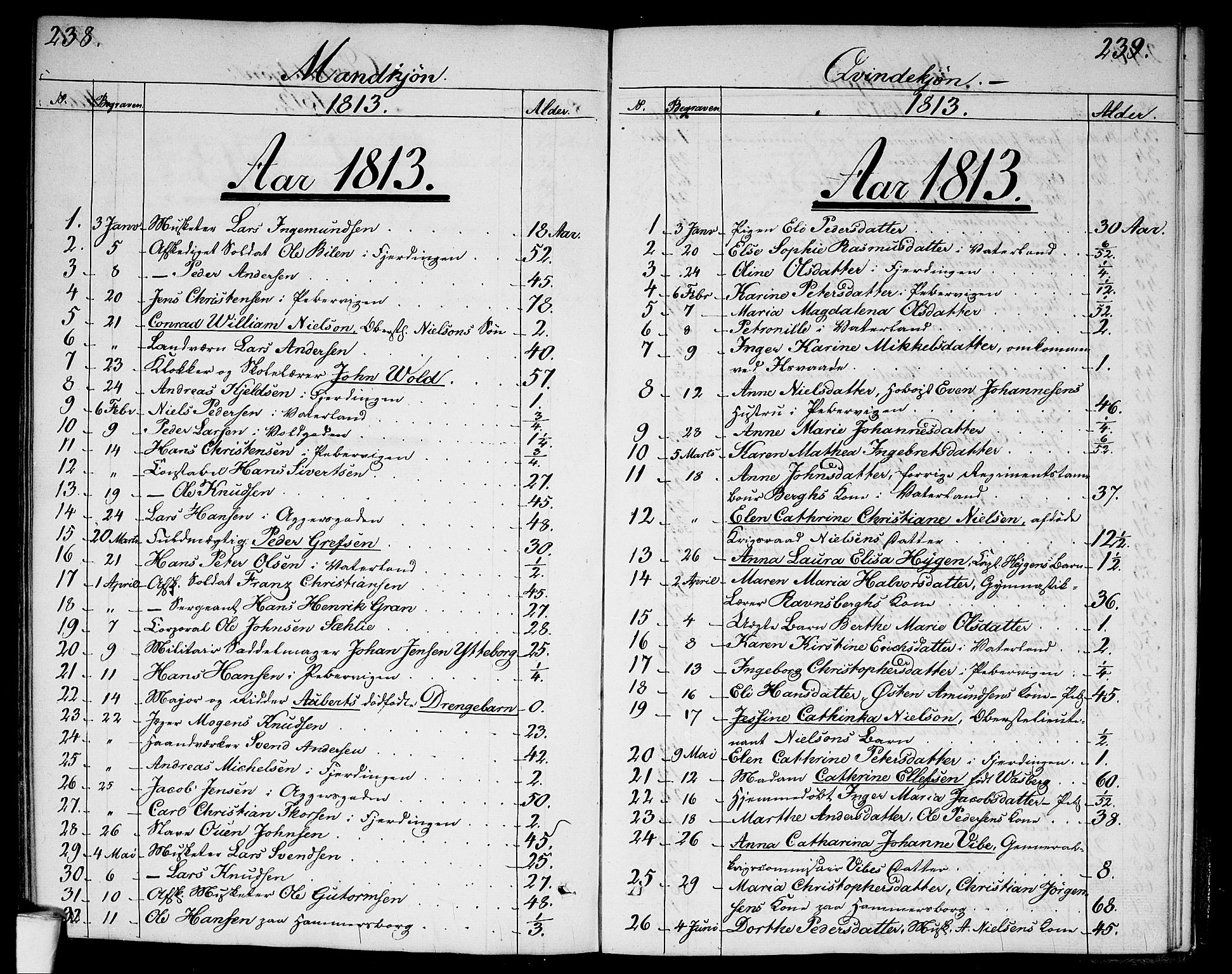 Garnisonsmenigheten Kirkebøker, SAO/A-10846/G/Ga/L0002: Parish register (copy) no. 2, 1810-1814, p. 238-239