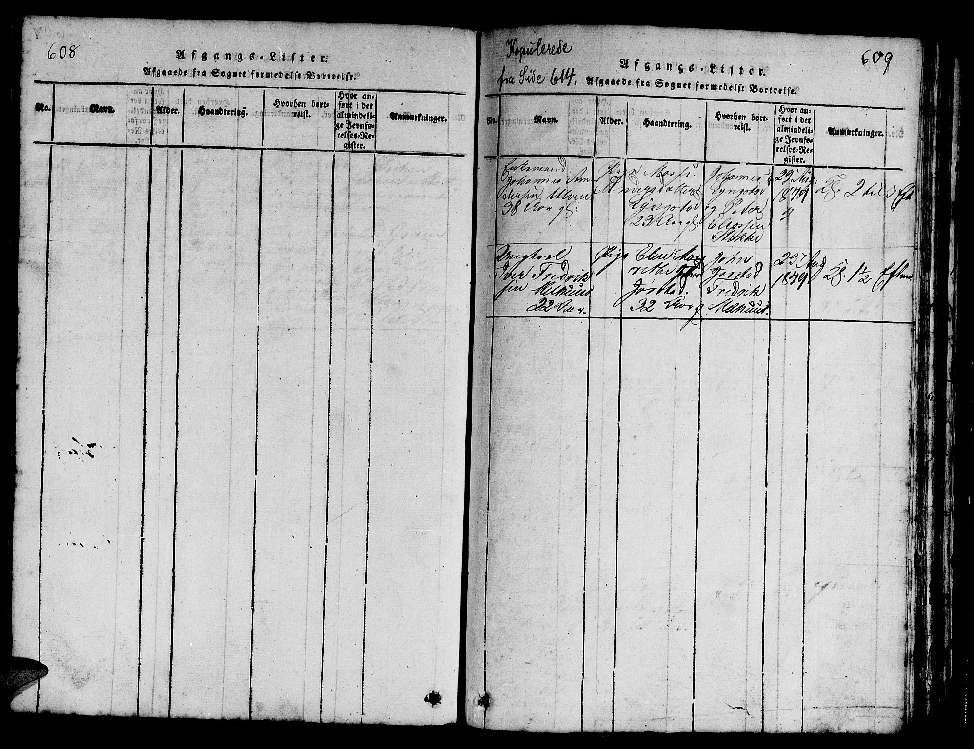 Ministerialprotokoller, klokkerbøker og fødselsregistre - Nord-Trøndelag, SAT/A-1458/730/L0298: Parish register (copy) no. 730C01, 1816-1849, p. 608-609