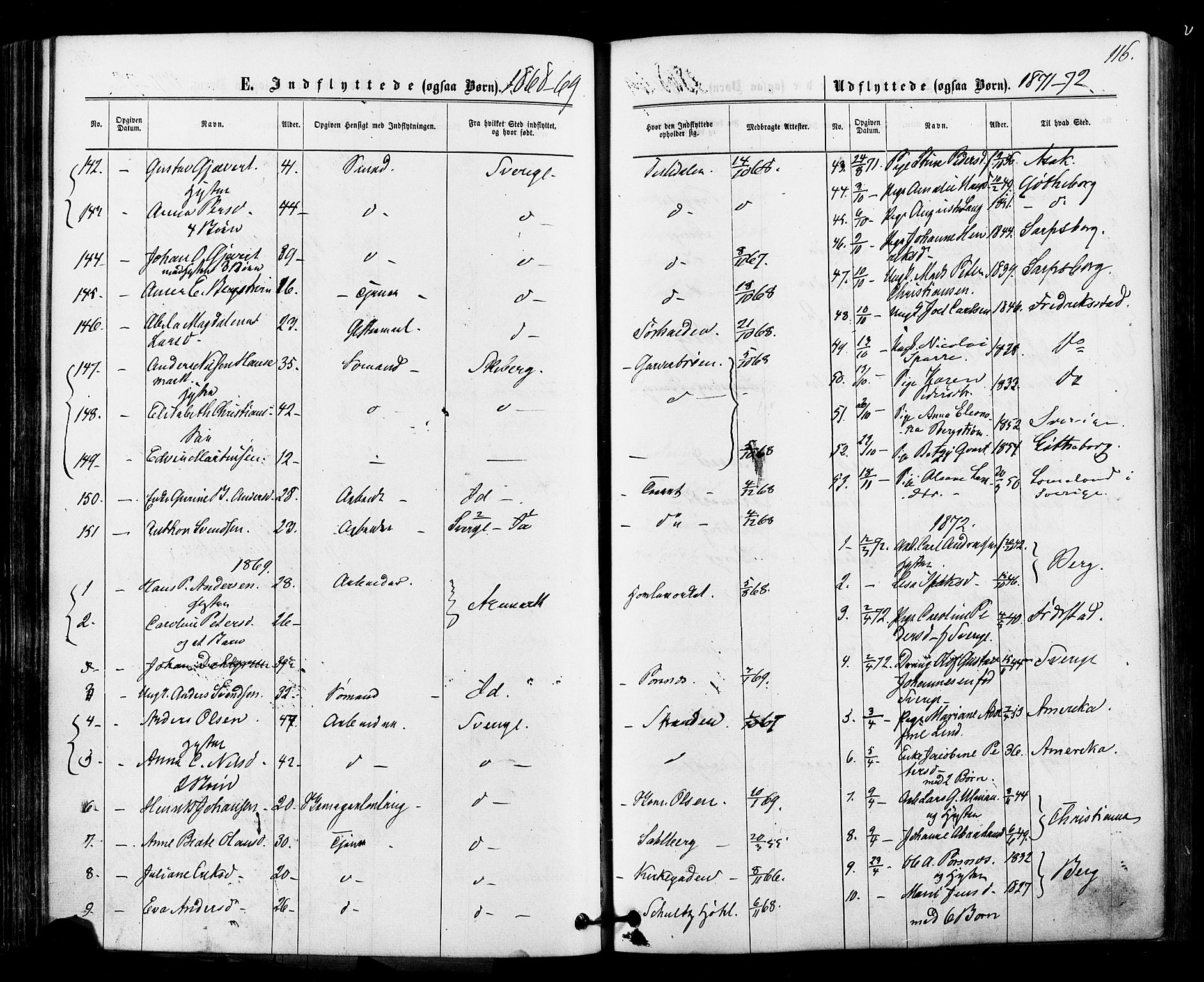 Halden prestekontor Kirkebøker, SAO/A-10909/F/Fa/L0010: Parish register (official) no. I 10, 1866-1877, p. 116