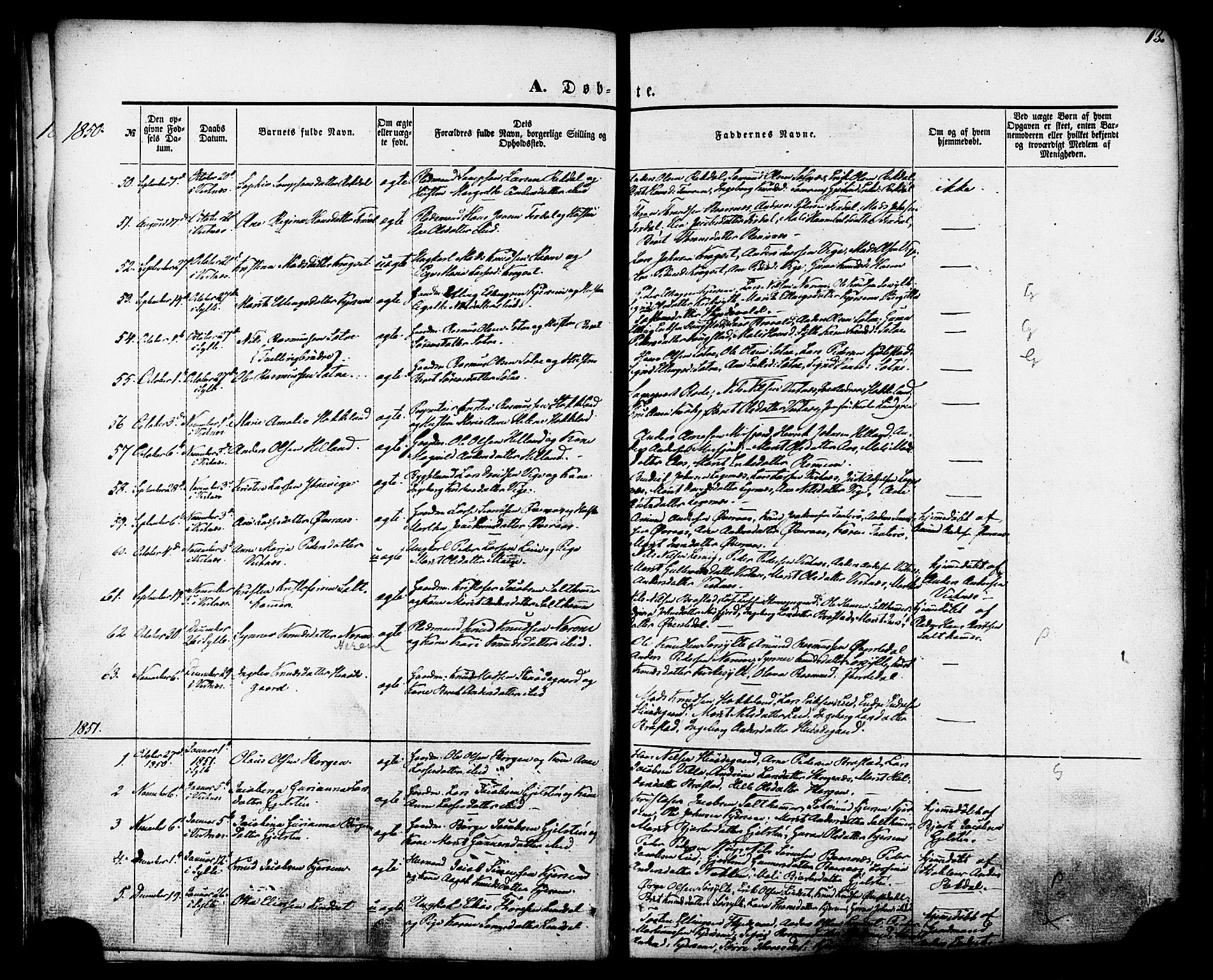 Ministerialprotokoller, klokkerbøker og fødselsregistre - Møre og Romsdal, SAT/A-1454/539/L0529: Parish register (official) no. 539A02, 1848-1872, p. 13