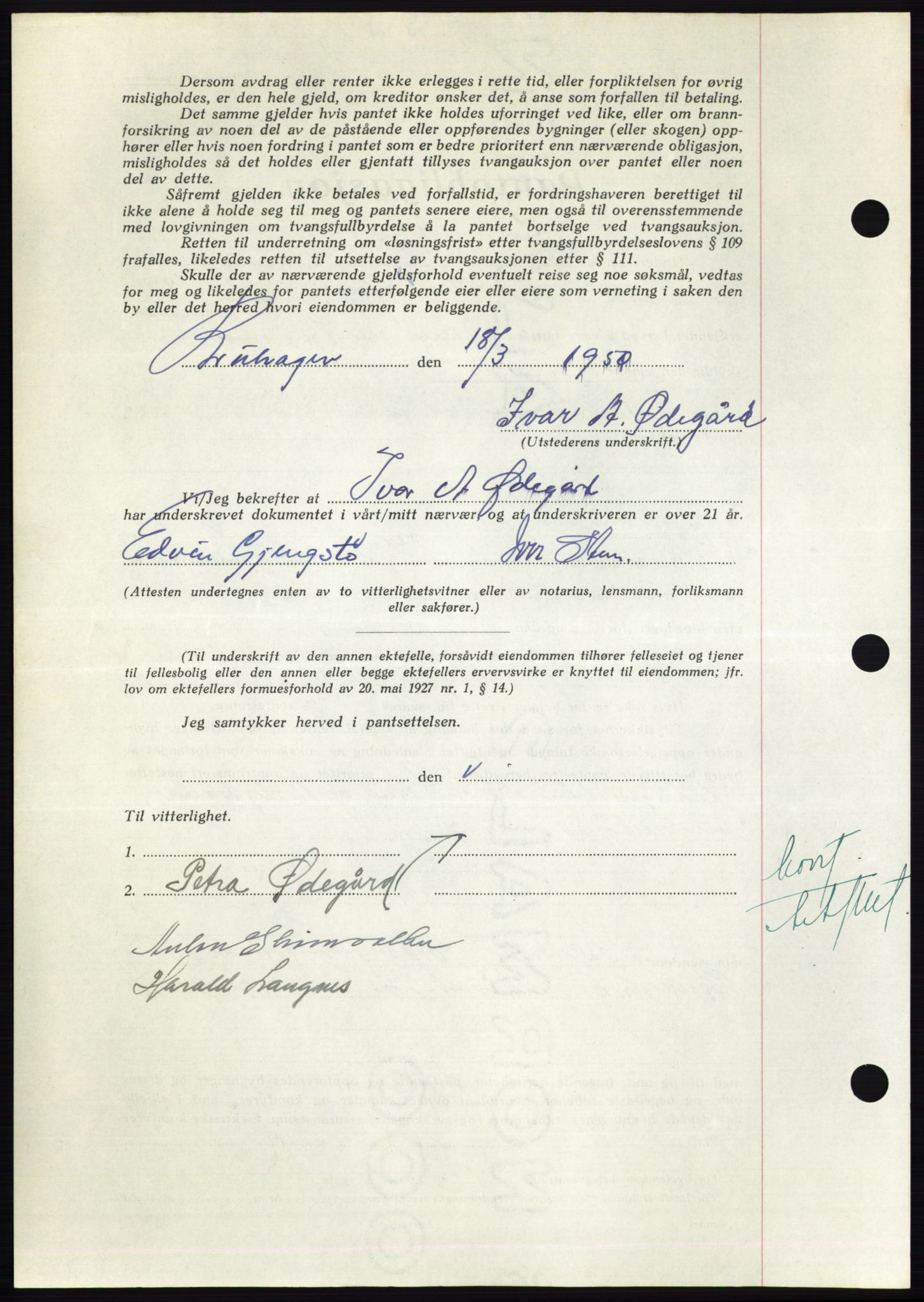 Nordmøre sorenskriveri, AV/SAT-A-4132/1/2/2Ca: Mortgage book no. B104, 1950-1950, Diary no: : 1504/1950