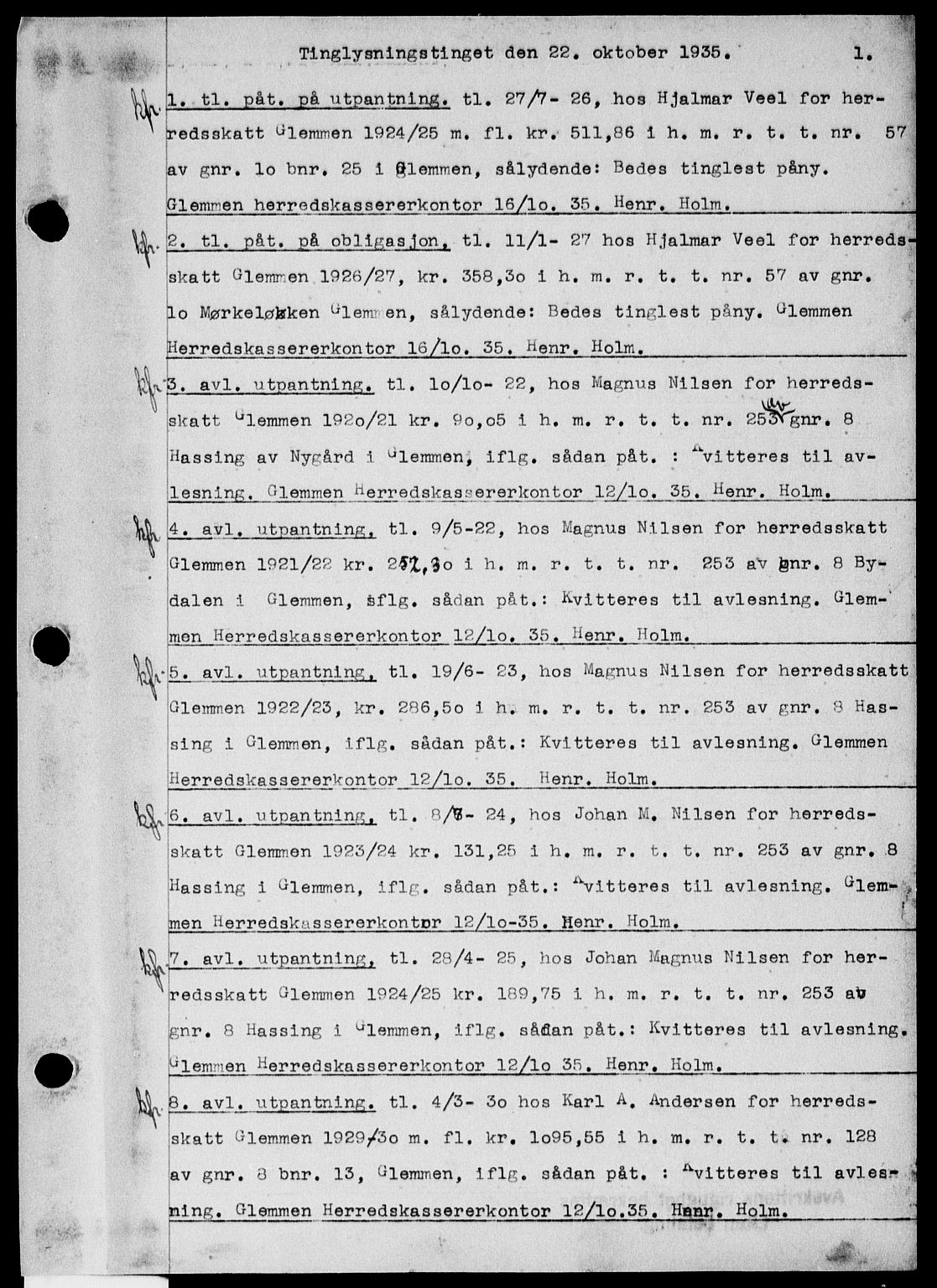 Onsøy sorenskriveri, SAO/A-10474/G/Ga/Gaa/L0078: Mortgage book no. I 78, 1935-1935, p. 1