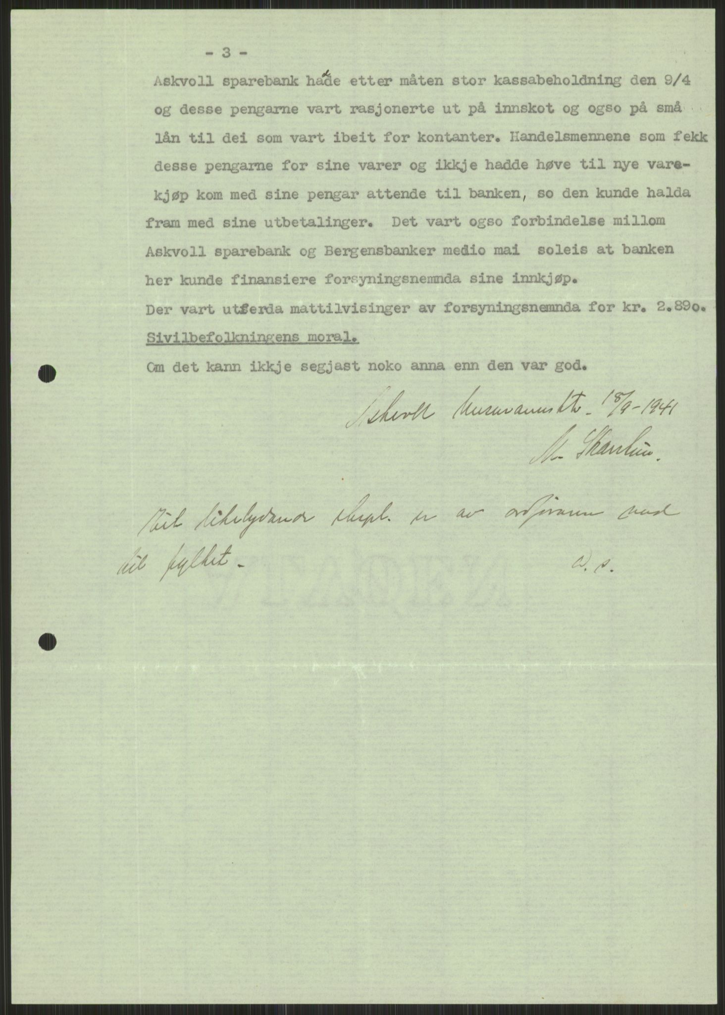 Forsvaret, Forsvarets krigshistoriske avdeling, RA/RAFA-2017/Y/Ya/L0015: II-C-11-31 - Fylkesmenn.  Rapporter om krigsbegivenhetene 1940., 1940, p. 503