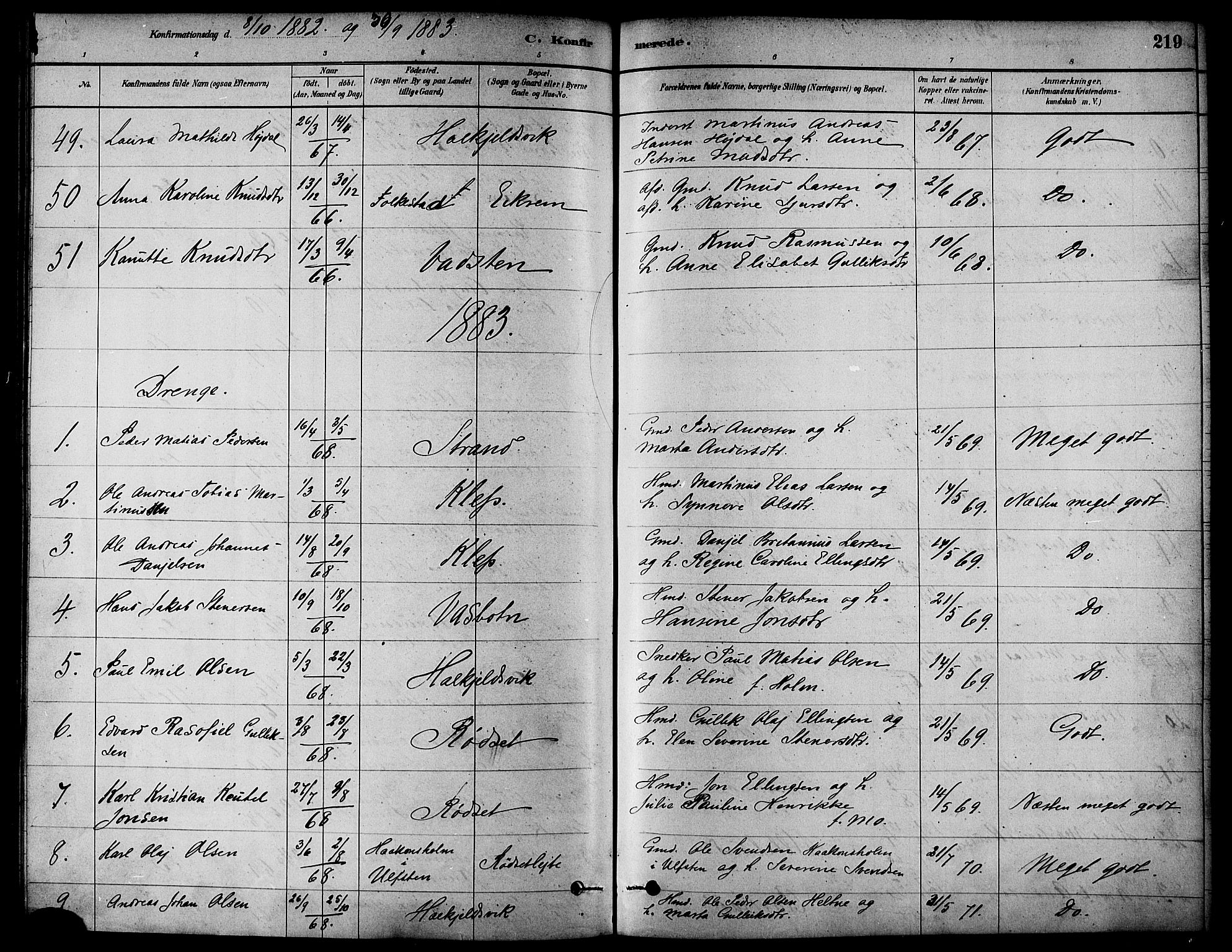 Ministerialprotokoller, klokkerbøker og fødselsregistre - Møre og Romsdal, AV/SAT-A-1454/511/L0141: Parish register (official) no. 511A08, 1878-1890, p. 219