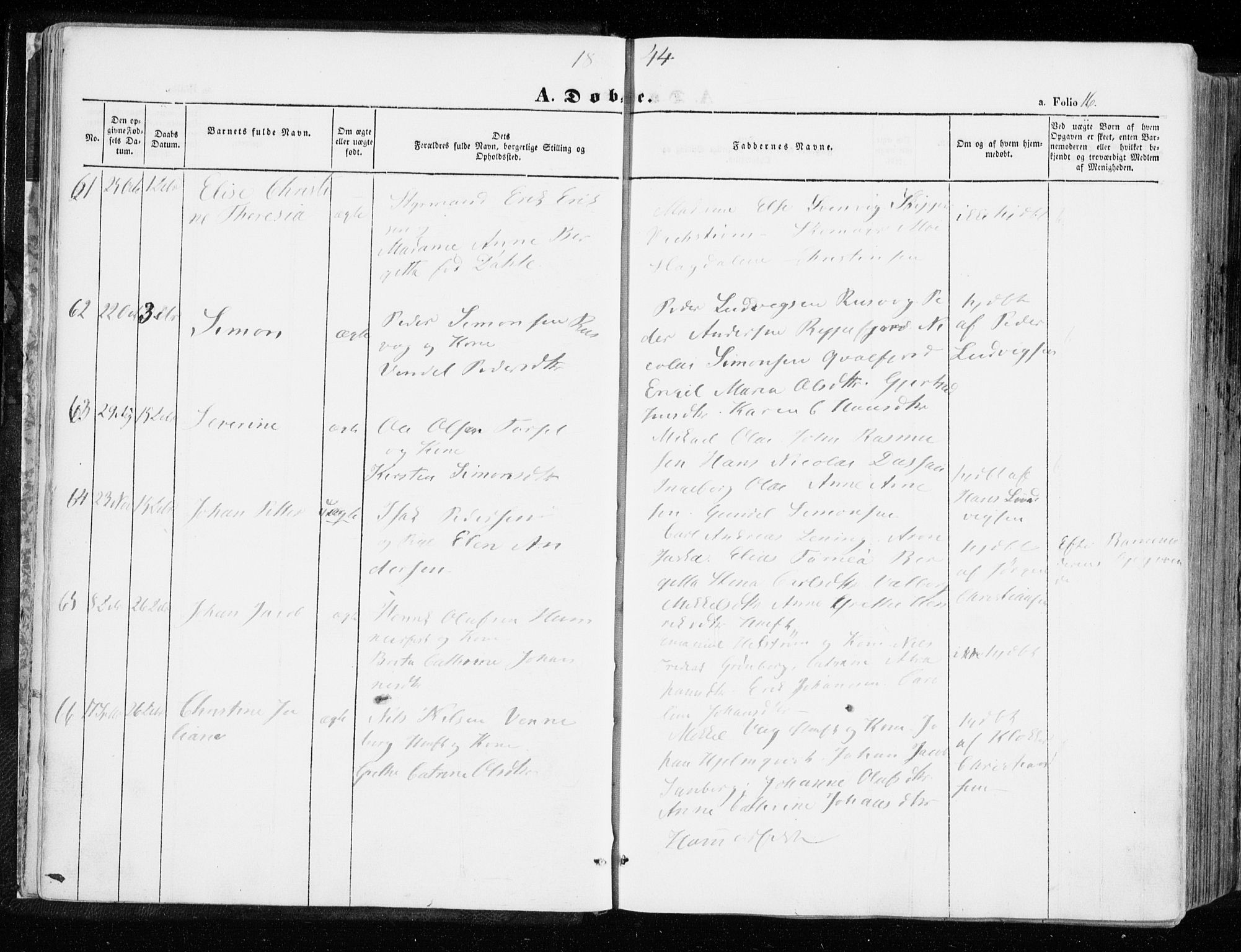Hammerfest sokneprestkontor, SATØ/S-1347/H/Ha/L0004.kirke: Parish register (official) no. 4, 1843-1856, p. 16