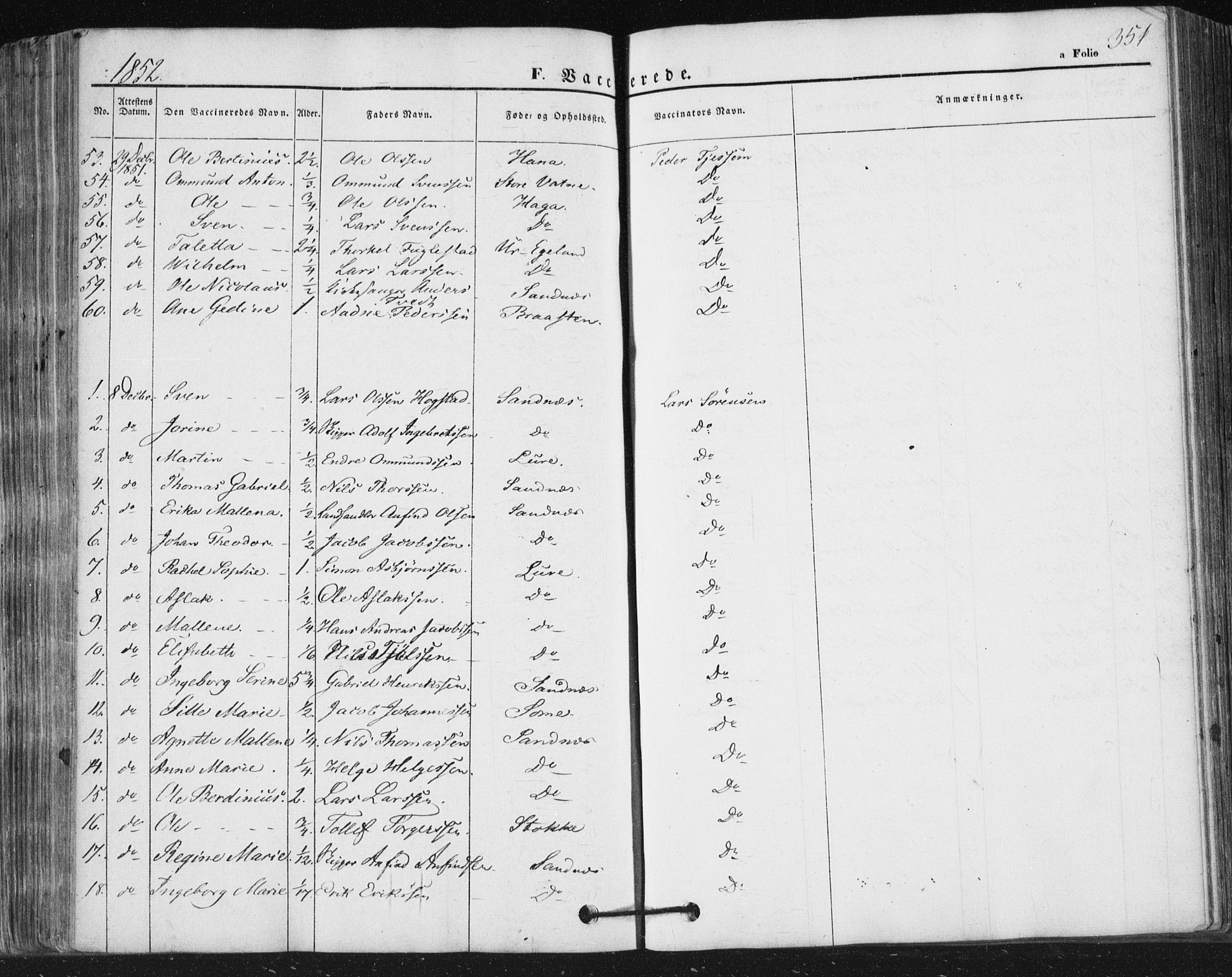 Høyland sokneprestkontor, AV/SAST-A-101799/001/30BA/L0008: Parish register (official) no. A 8, 1841-1856, p. 351