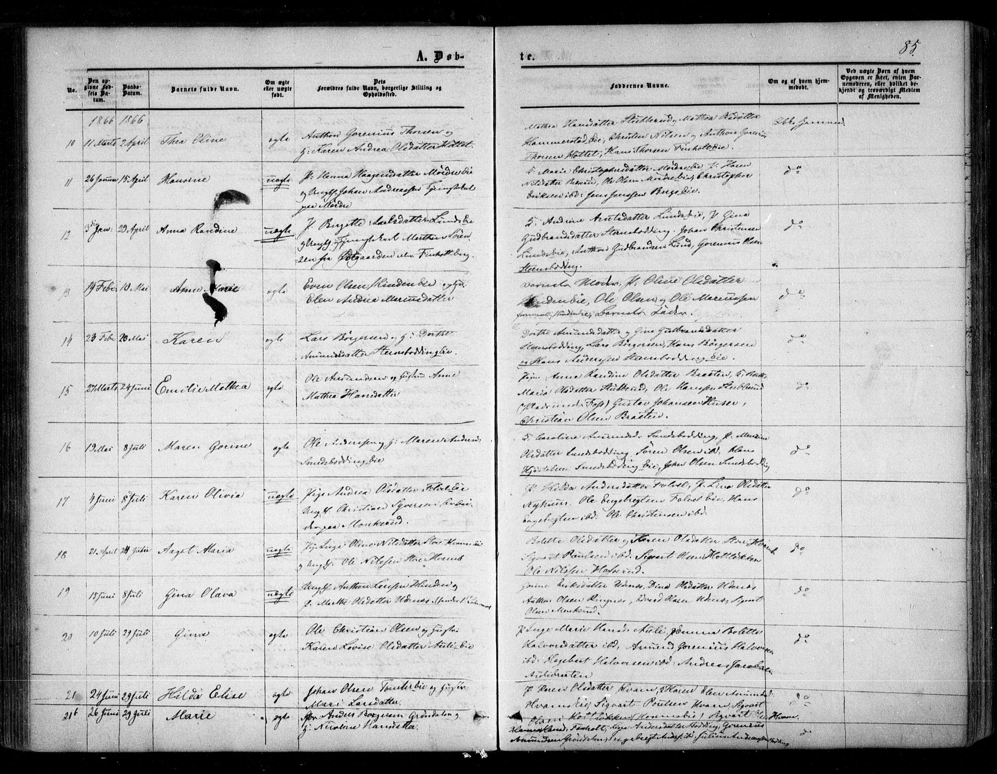 Nes prestekontor Kirkebøker, SAO/A-10410/F/Fc/L0001: Parish register (official) no. III 1, 1859-1882, p. 85
